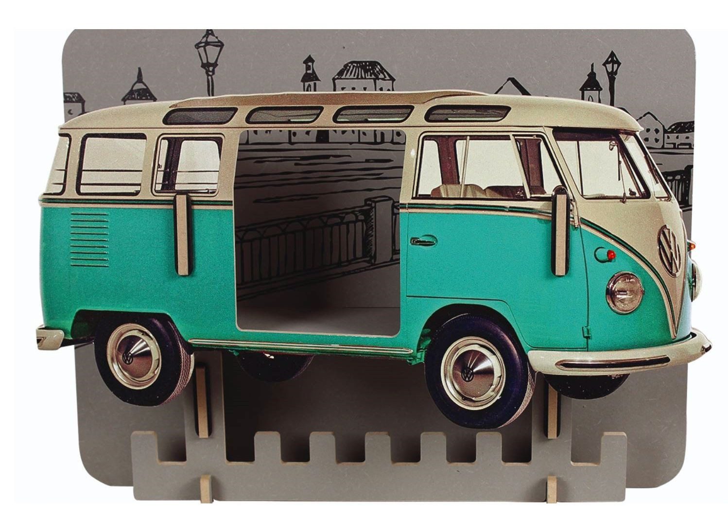 WERKHAUS® Garderobe Werkhaus Garderobe VW T1 Bulli Wandregal Wandgarderobe Wandhaken Rot