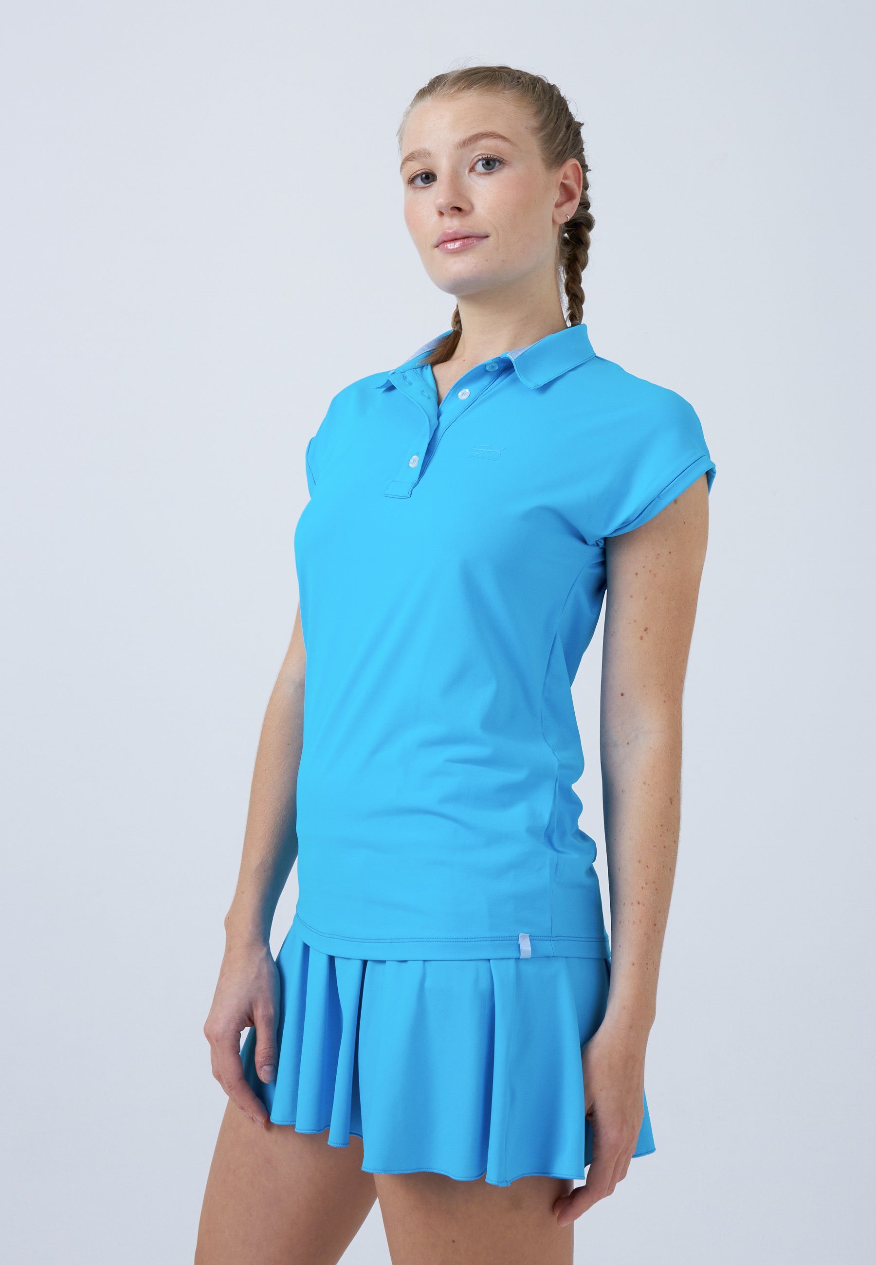 SPORTKIND Funktionsshirt Golf Polo Damen Mädchen hellblau Loose-Fit & Shirt