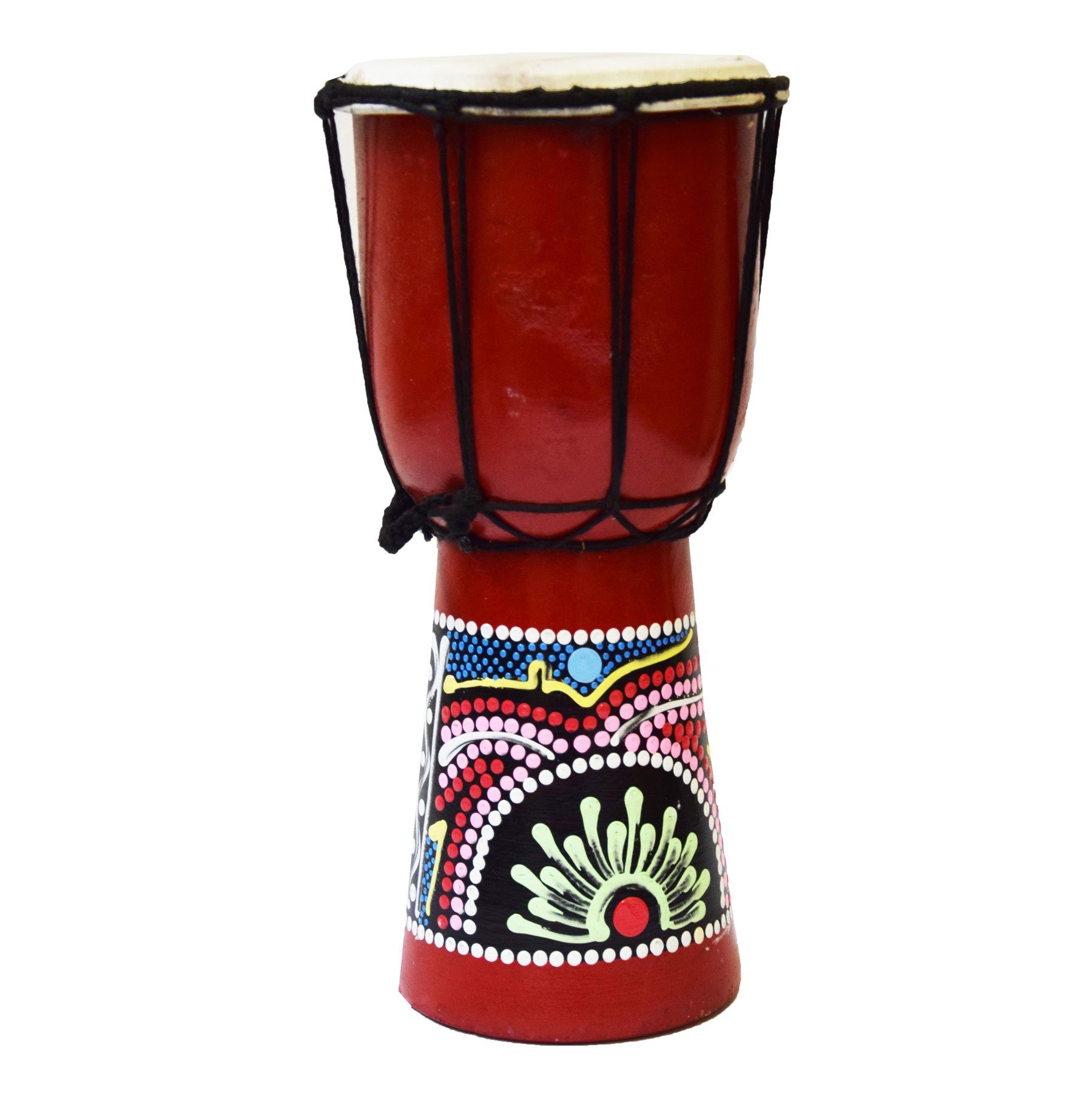 SIMANDRA Spielzeug-Musikinstrument Djembe bemalt, Dot Painting Handarbeit