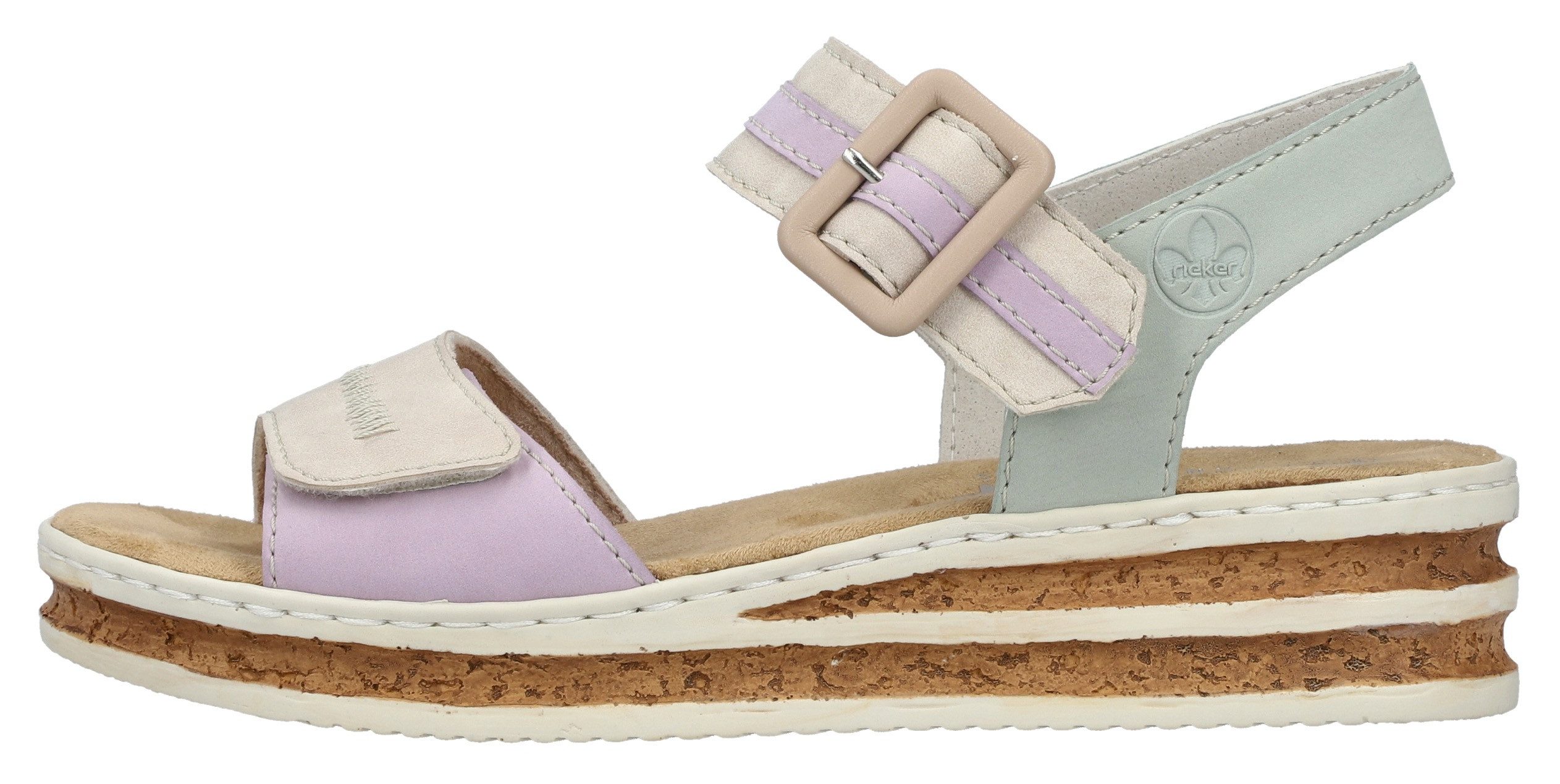 Rieker Keilsandalette Sommerschuh, Urlaubschuh, Sandale mit regulierbaren Klettverschlüssen