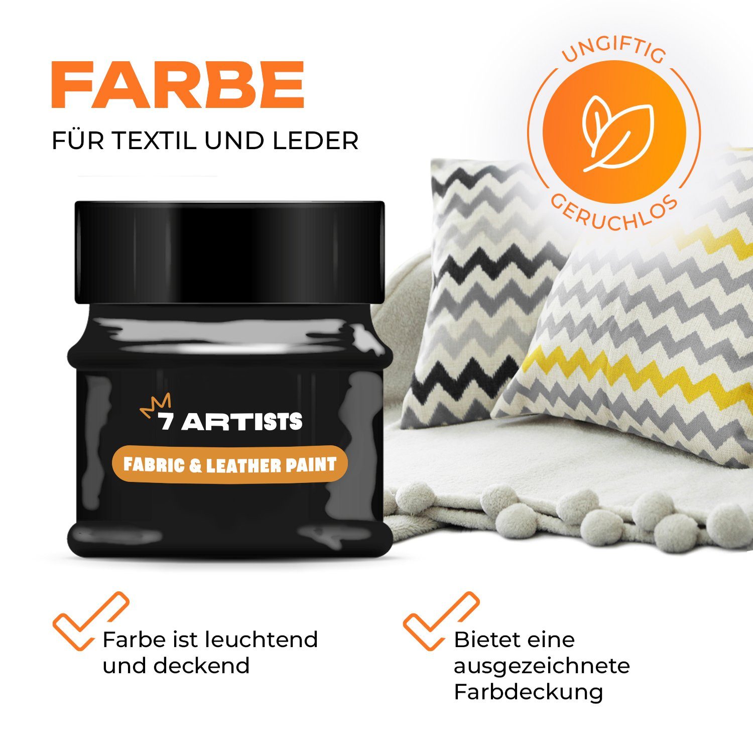 7 Artists Textilfarbe Acryl Farbe, Leder Farbe, Stoff Farbe, Textil Farbe 50 ml