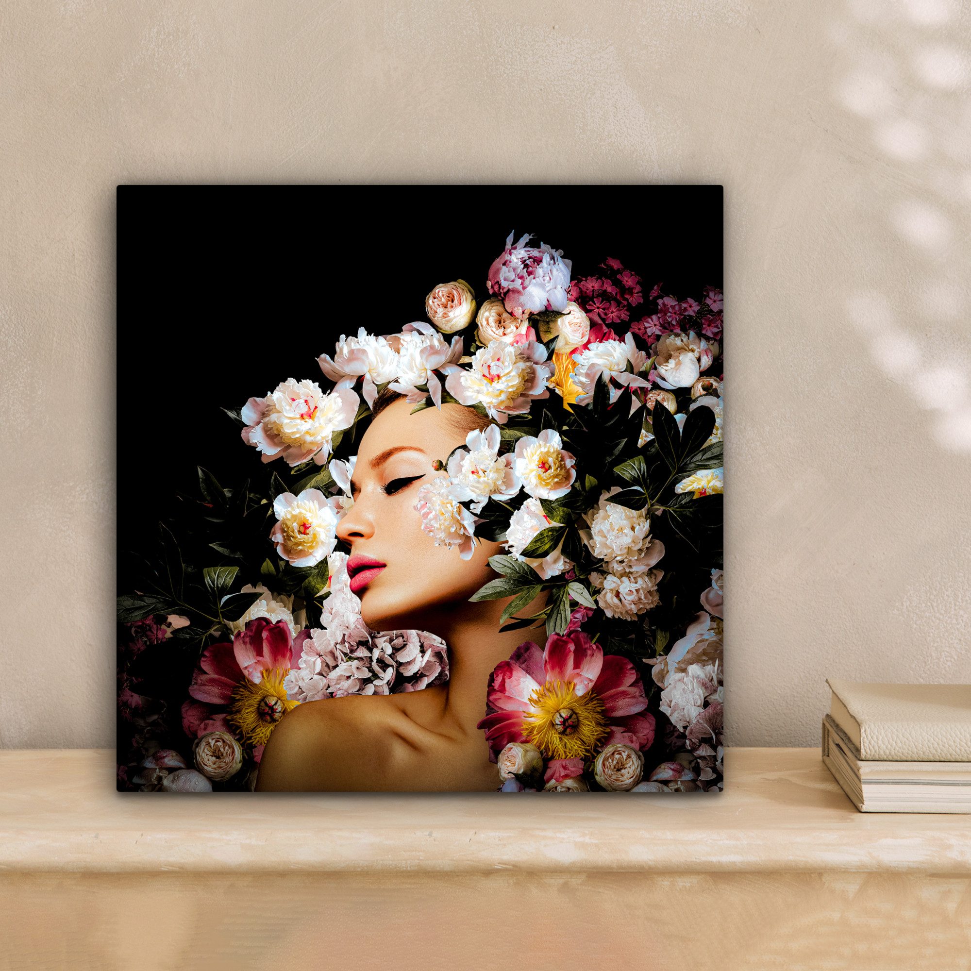 OneMillionCanvasses® Leinwandbild Frauen - Blumen - Rosen - Porträt, Fotodr günstig online kaufen