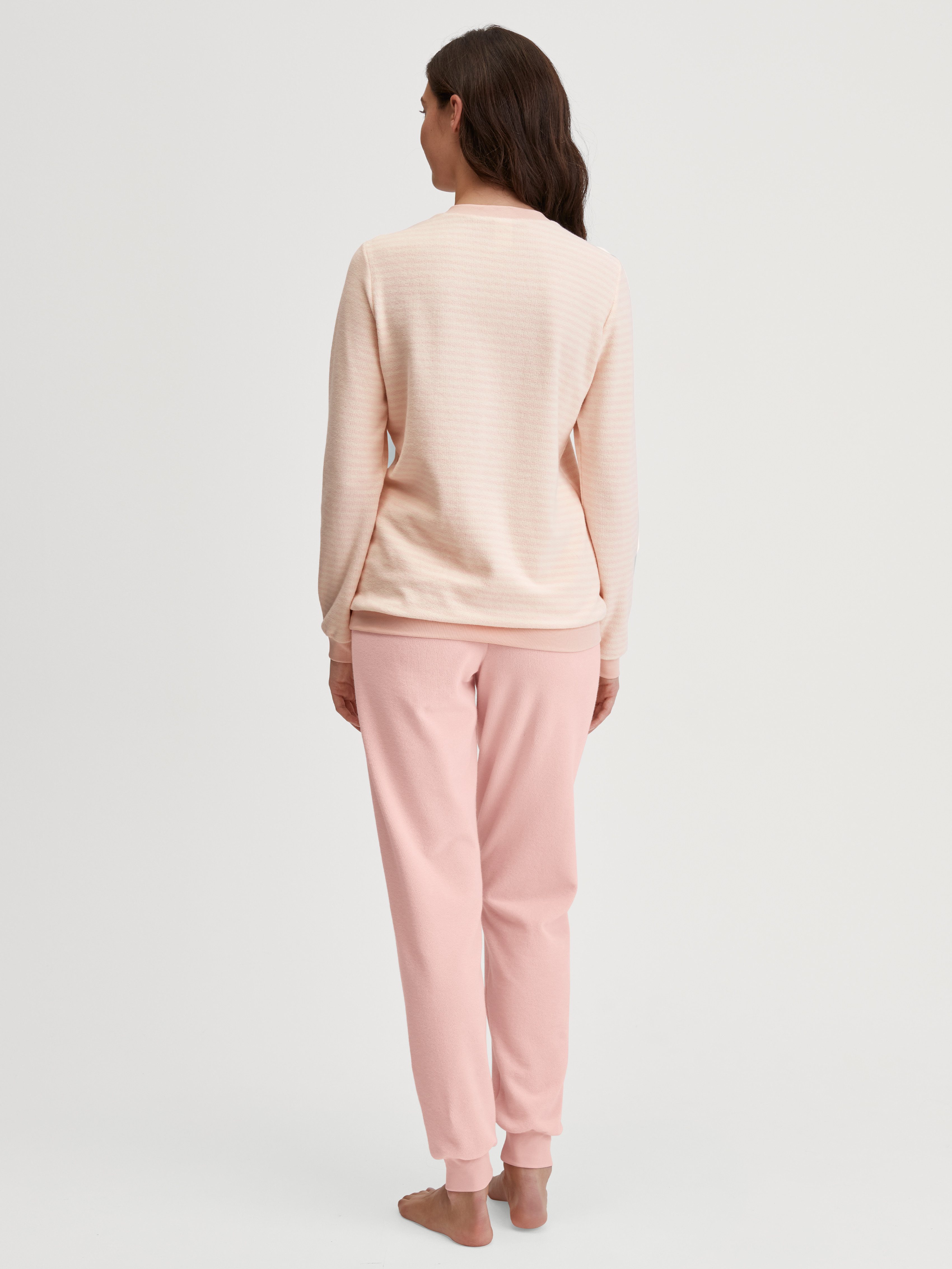 CALIDA Schlafanzug Soft Dreams (2 tlg) Ringel-Design, warm, weich, Frottee-Qualität, Cotton-Mix