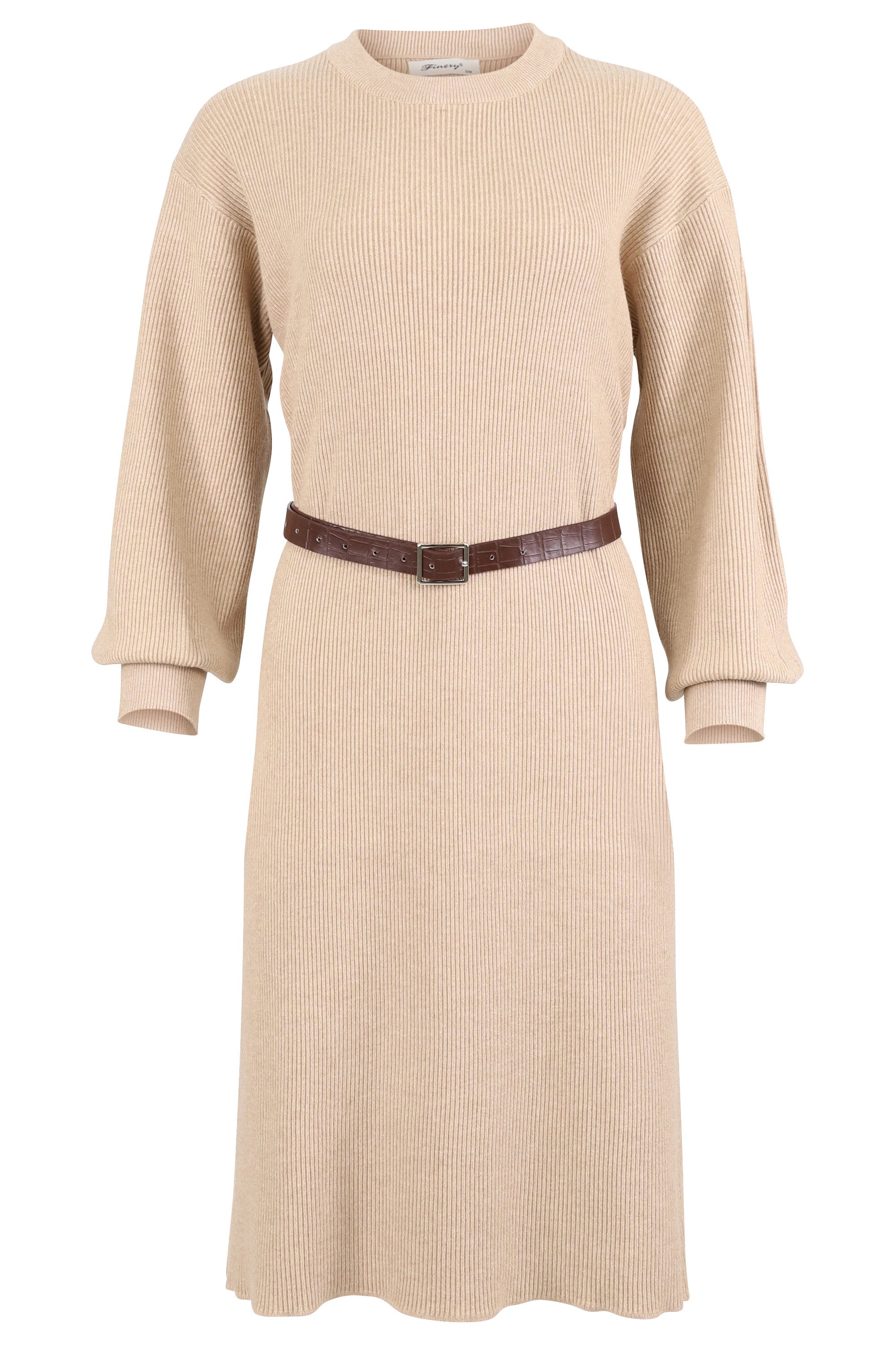 malito more than fashion Strickkleid 9810 midi Kleid mit Gürtel in Rippoptik