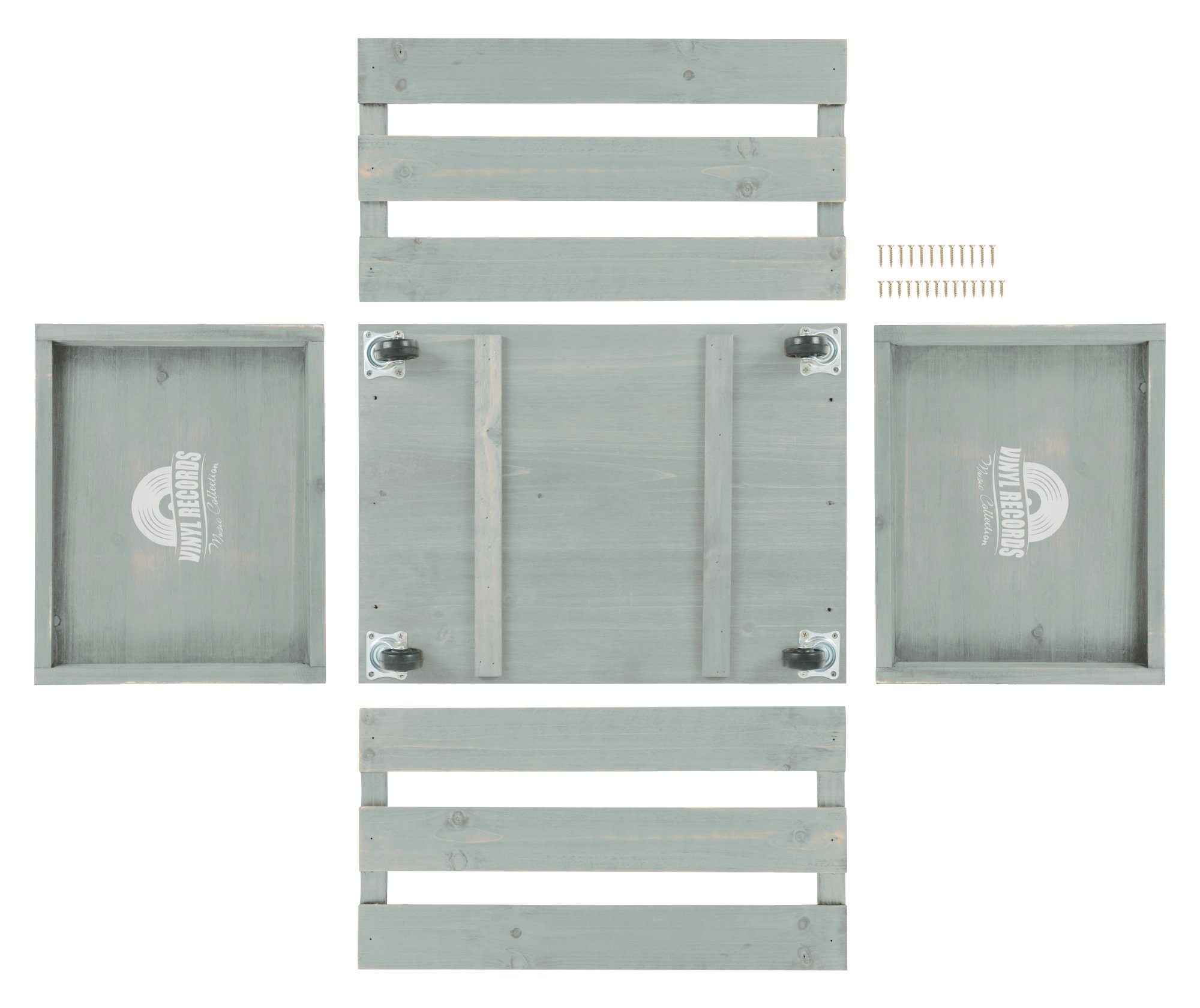 Stagecaptain Holzkiste SPK-100 "Emil" Schallplattenkiste, für bis zu 100 LPs - aus Vollholz im Retro-Design