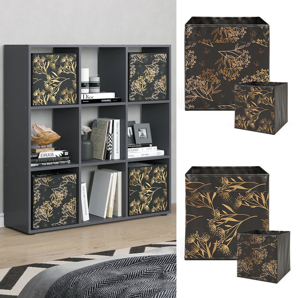 Vicco Raumteiler Nove, Schwarz, 104 x 108 cm mit 4 Faltboxen opt.1, 1-tlg.