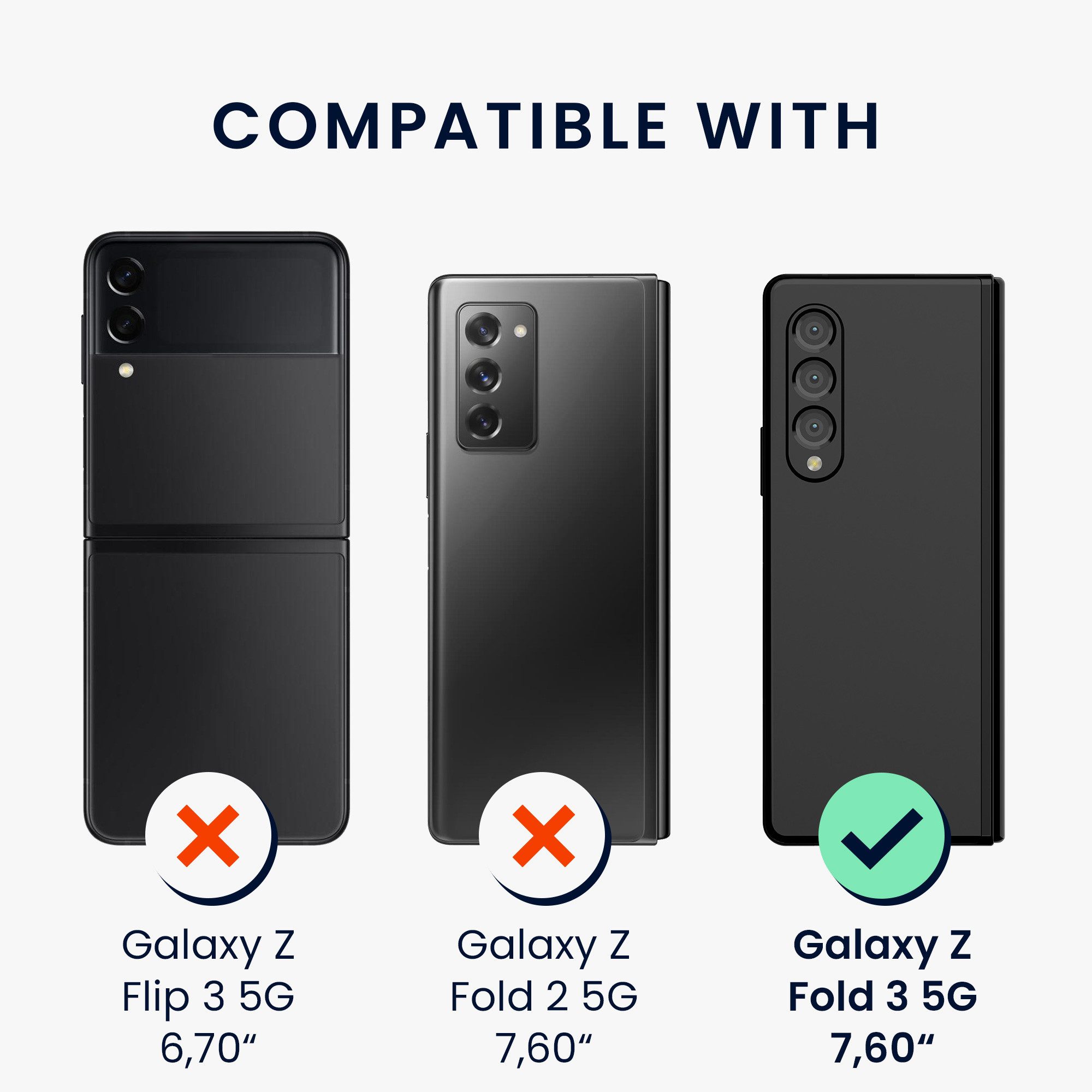 kwmobile Handyhülle Hülle für Samsung Galaxy Z Fold 3 5G Case transparent, Faltbare Handyhülle mit Rahmen - Robustes Cover