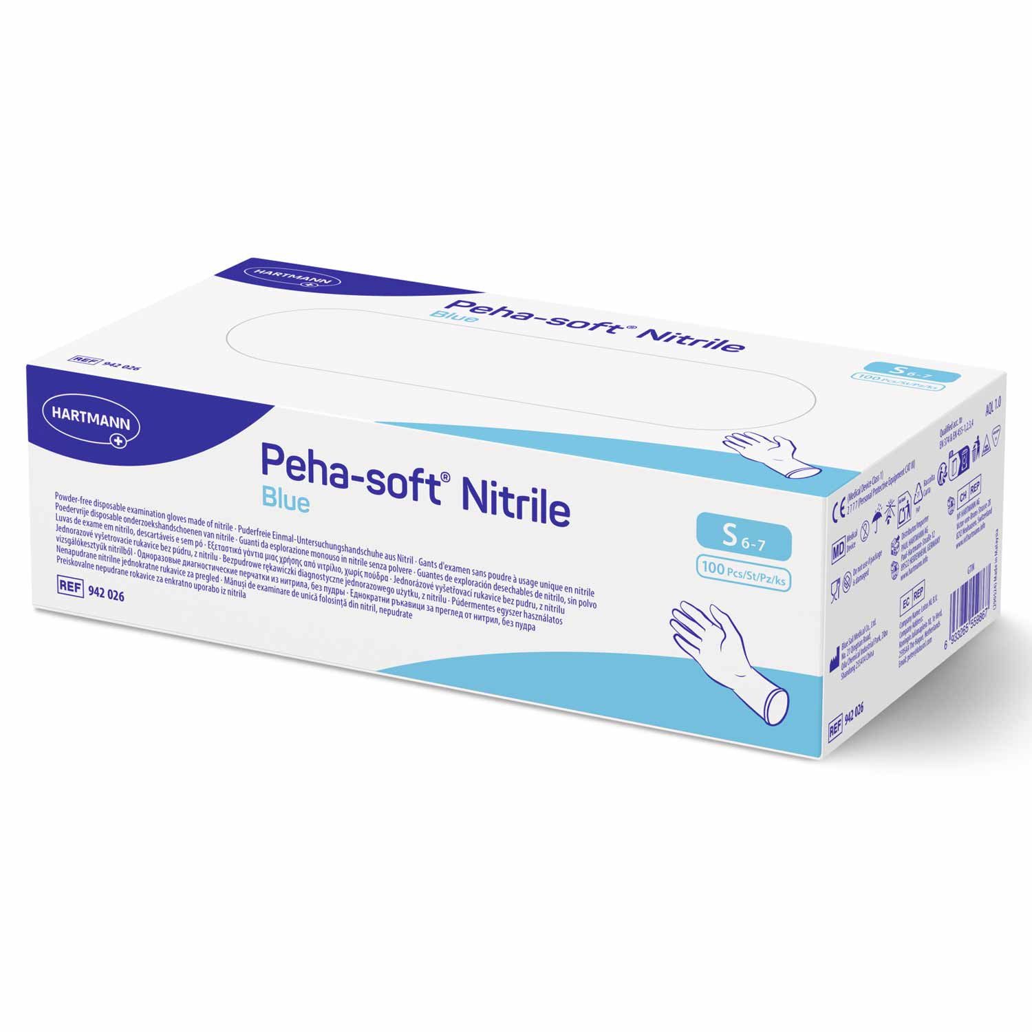 Nitril-Handschuhe Hartmann Peha-soft Nitrile blue Handschuhe Größe S 100 Stück