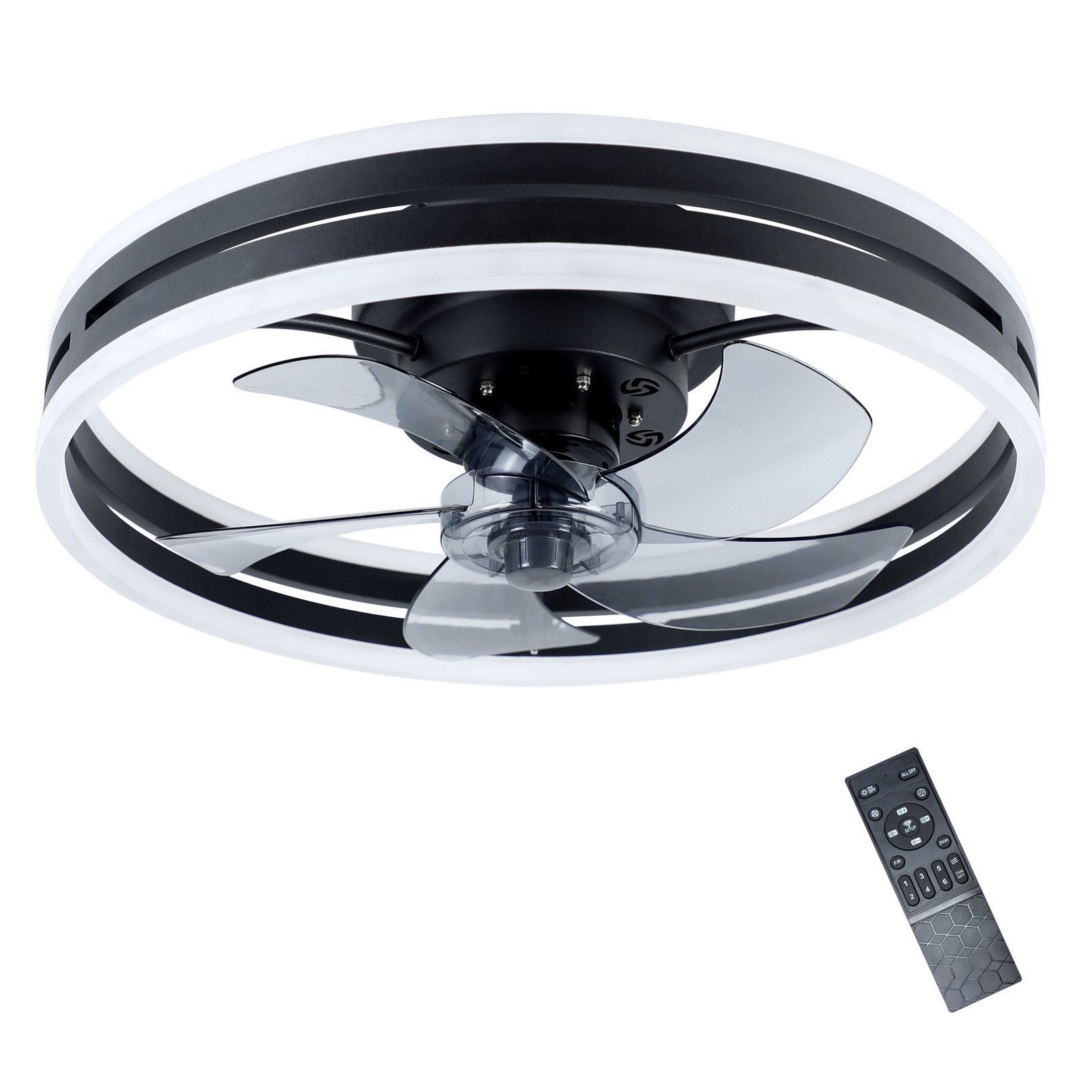 ZMH Deckenventilator Mit Beleuchtung Dimmbar schwarz günstig online kaufen