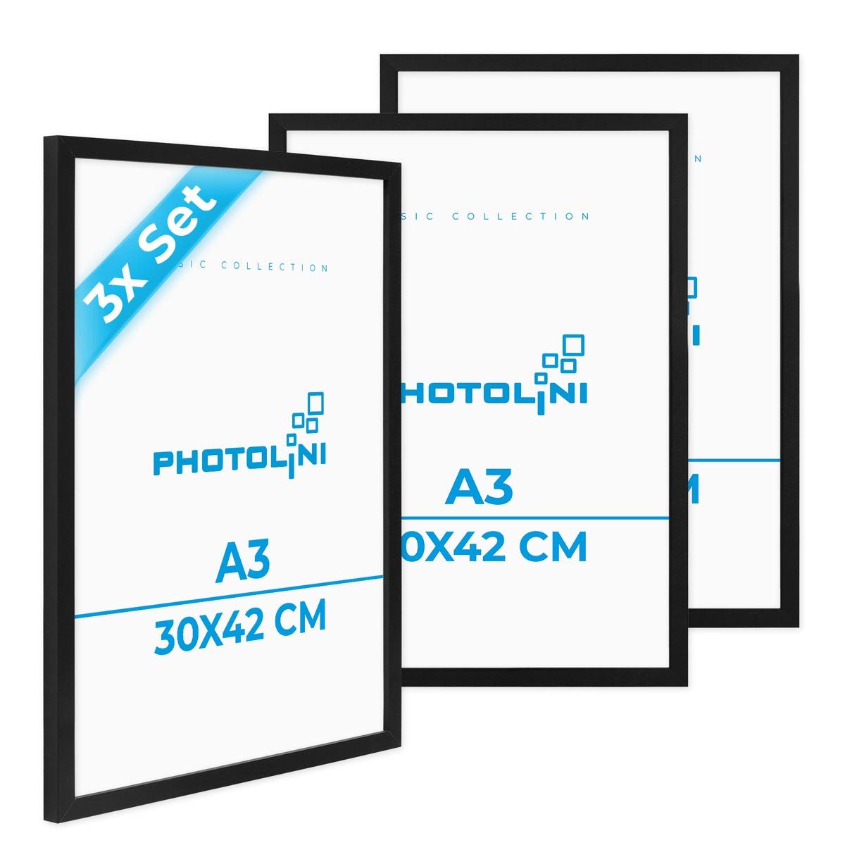 PHOTOLINI Bilderrahmen 3er Set, stabiles MDF-Holz, mit Acrylglas, extra Zub günstig online kaufen