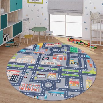 Kinderteppich Spielteppich Kinderzimmer Teppich Kinderteppich Kurzflor Straßen, TT Home, Läufer, Höhe: 4 mm