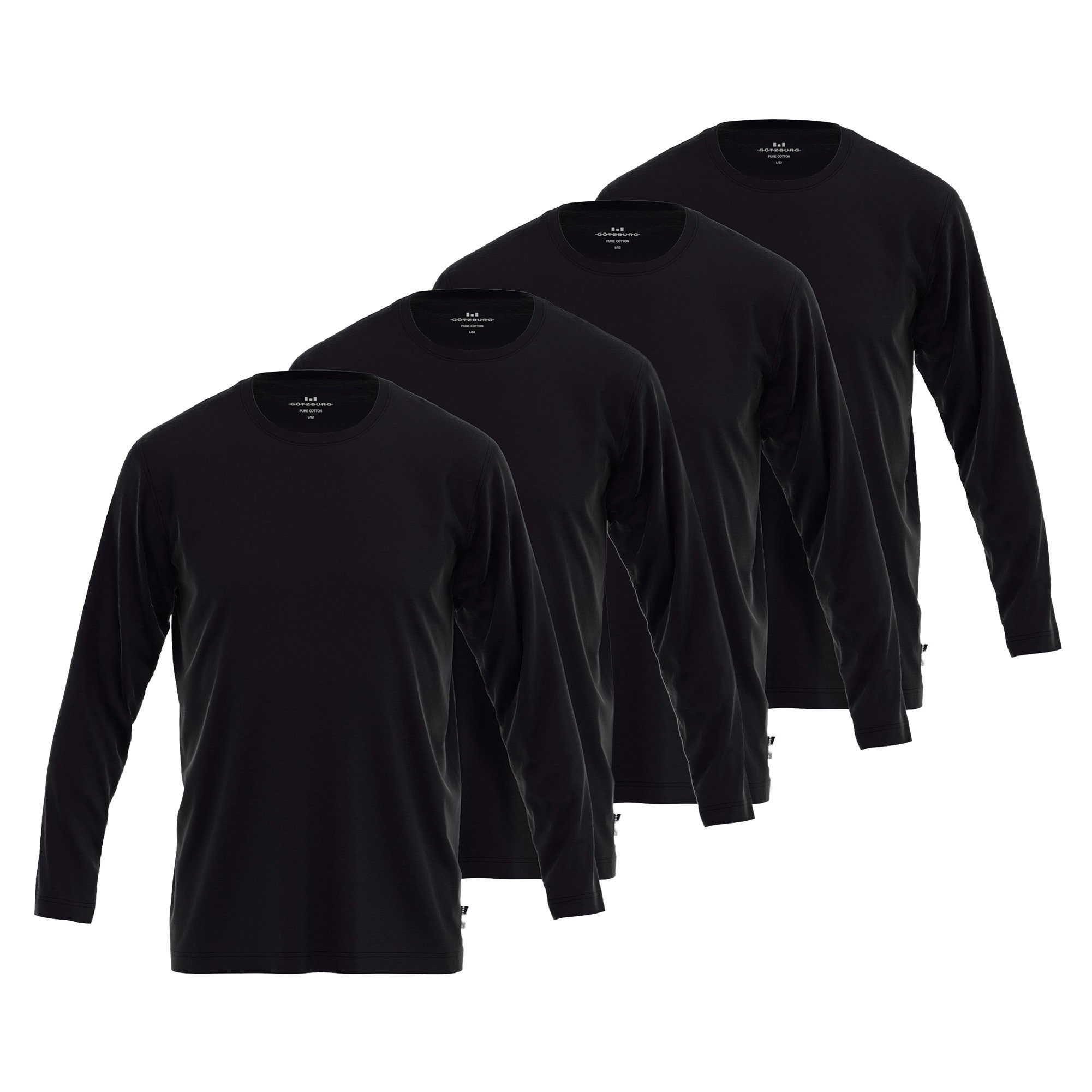 GÖTZBURG T-Shirt Herren T-Shirt 4er Pack Baumwolle Langarmshirt 4P (Packung, 4er Pack)