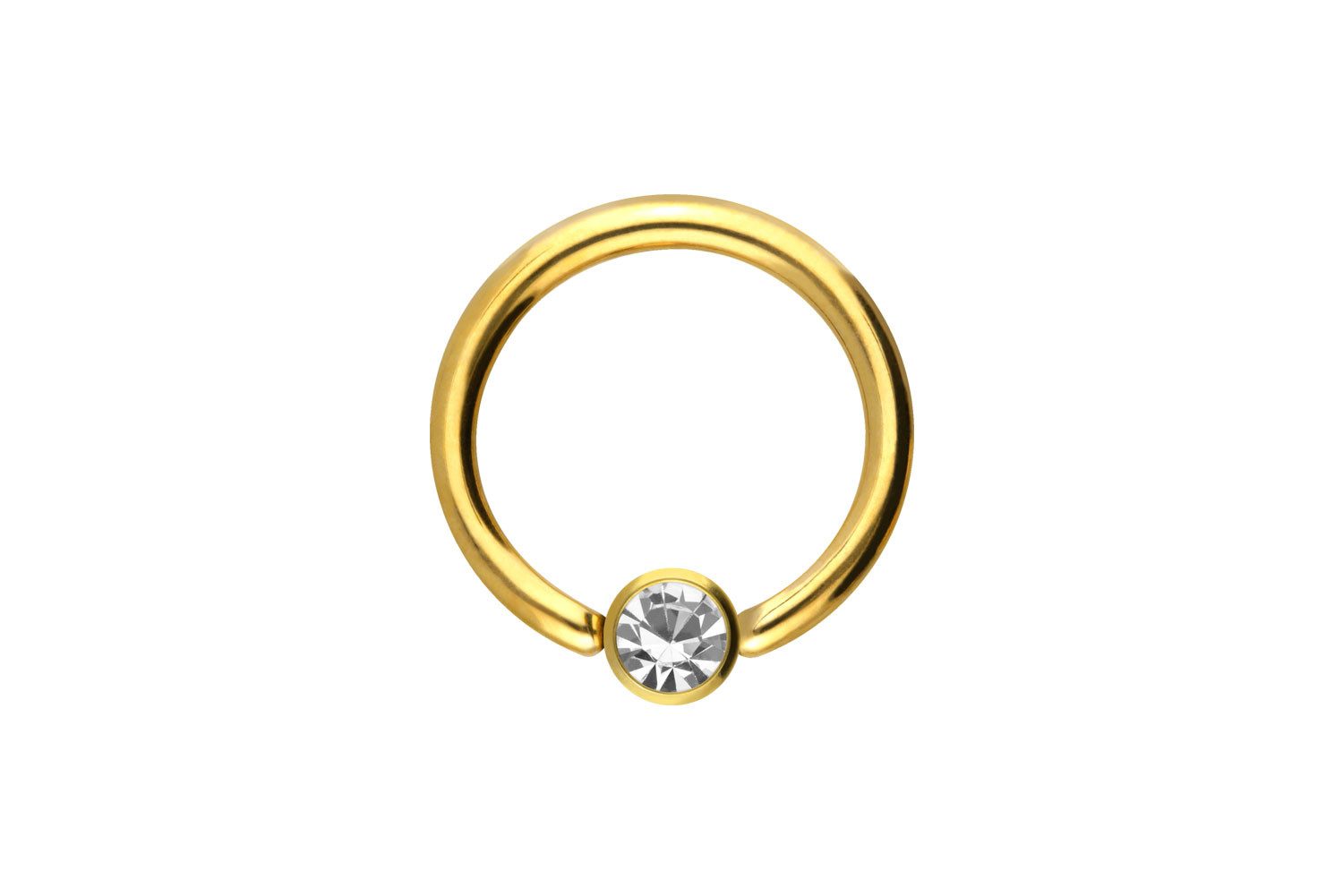 PIERCINGLINE Nasenpiercing Chirurgenstahl Klemmkugelring DISC + KRISTALL (Klemm-Ringe, 1-tlg)