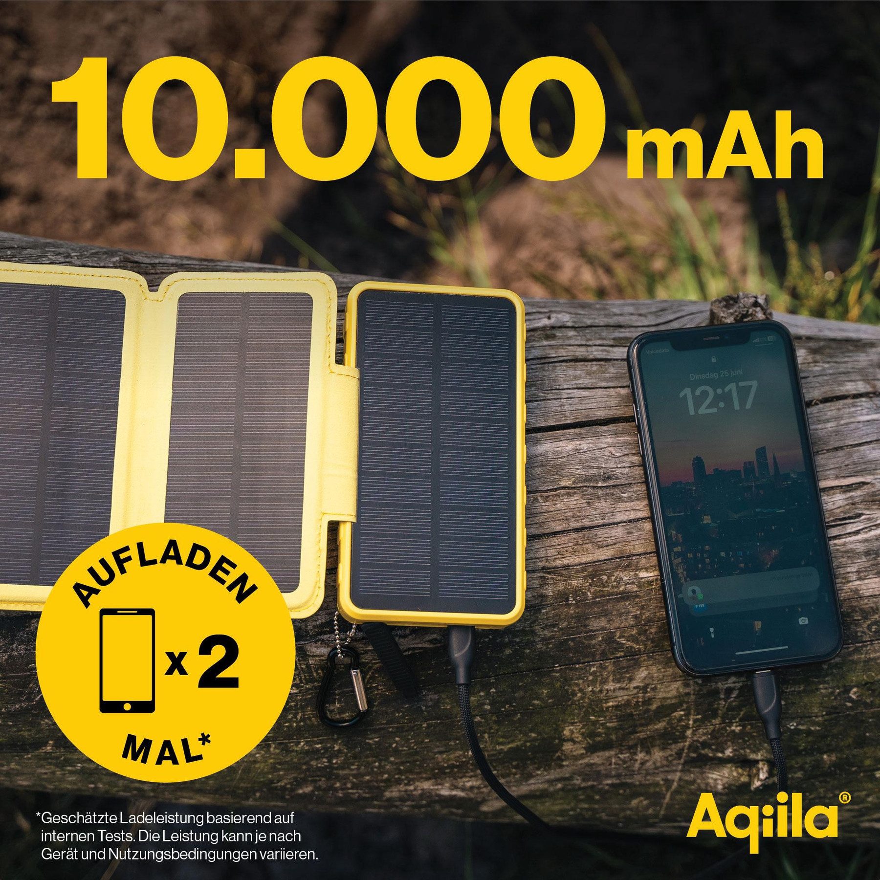 Aqiila AQIILA Solar Powerbank Powerbird BS10, 20 W, 10.000mAh, USB-A, USB-C Powerbank