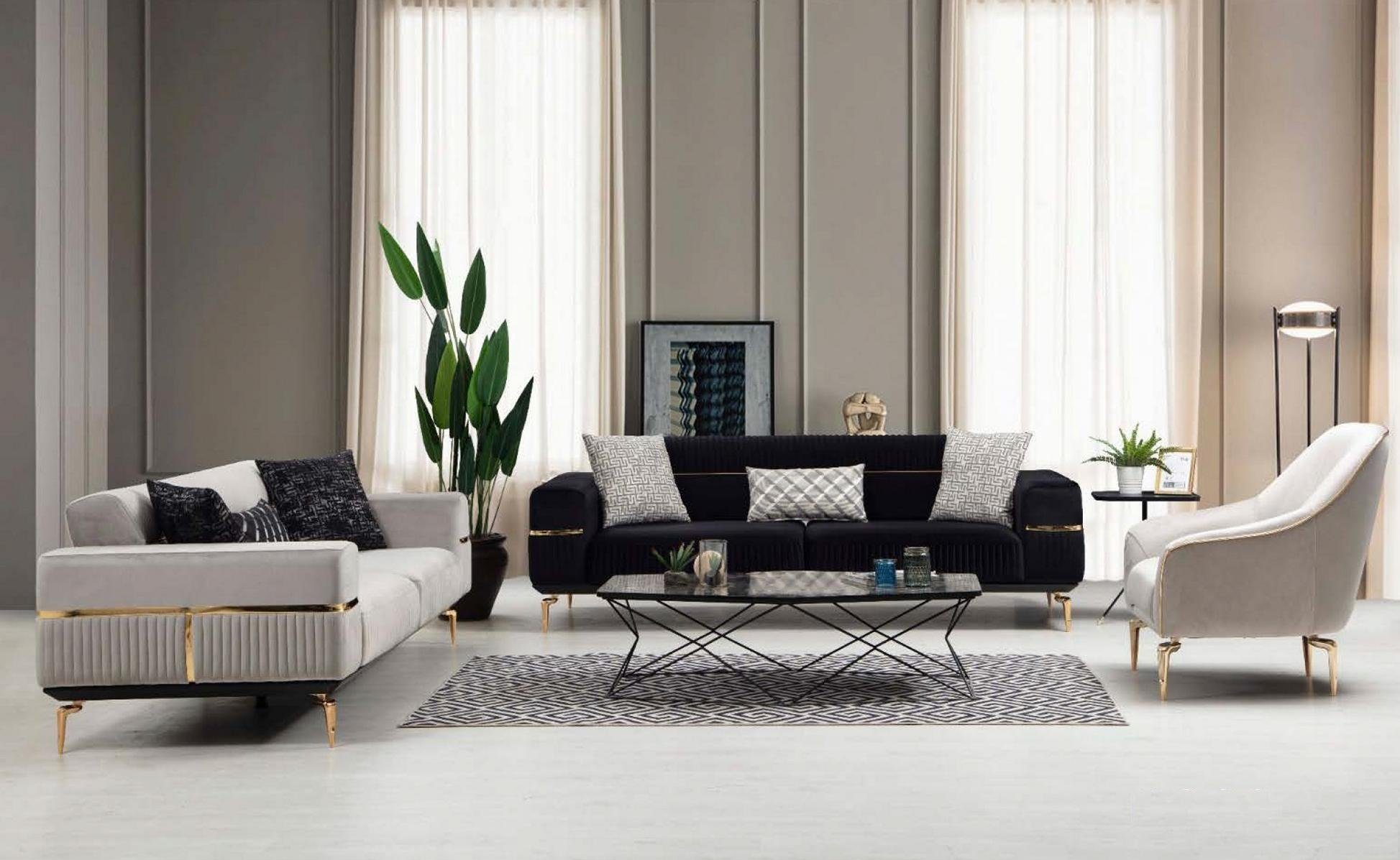 Sofa Sitzer Luxus in (3+3 Gruppe Sofagarnitur + JVmoebel 3tlg., Polster Made Polstergarnitur Europe 3+3+1 Sitzer Sessel), Sofas