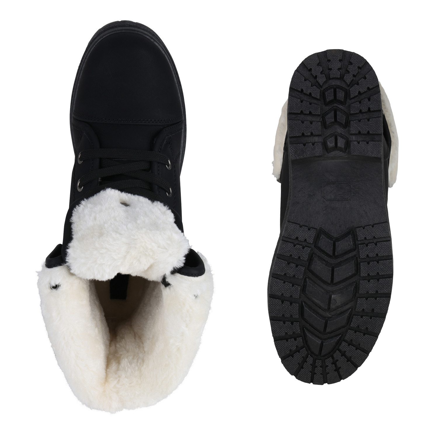 VAN HILL 840859 Sneaker Damen Warm Gefütterte Sneaker High Bequeme Schnallen Schnür-