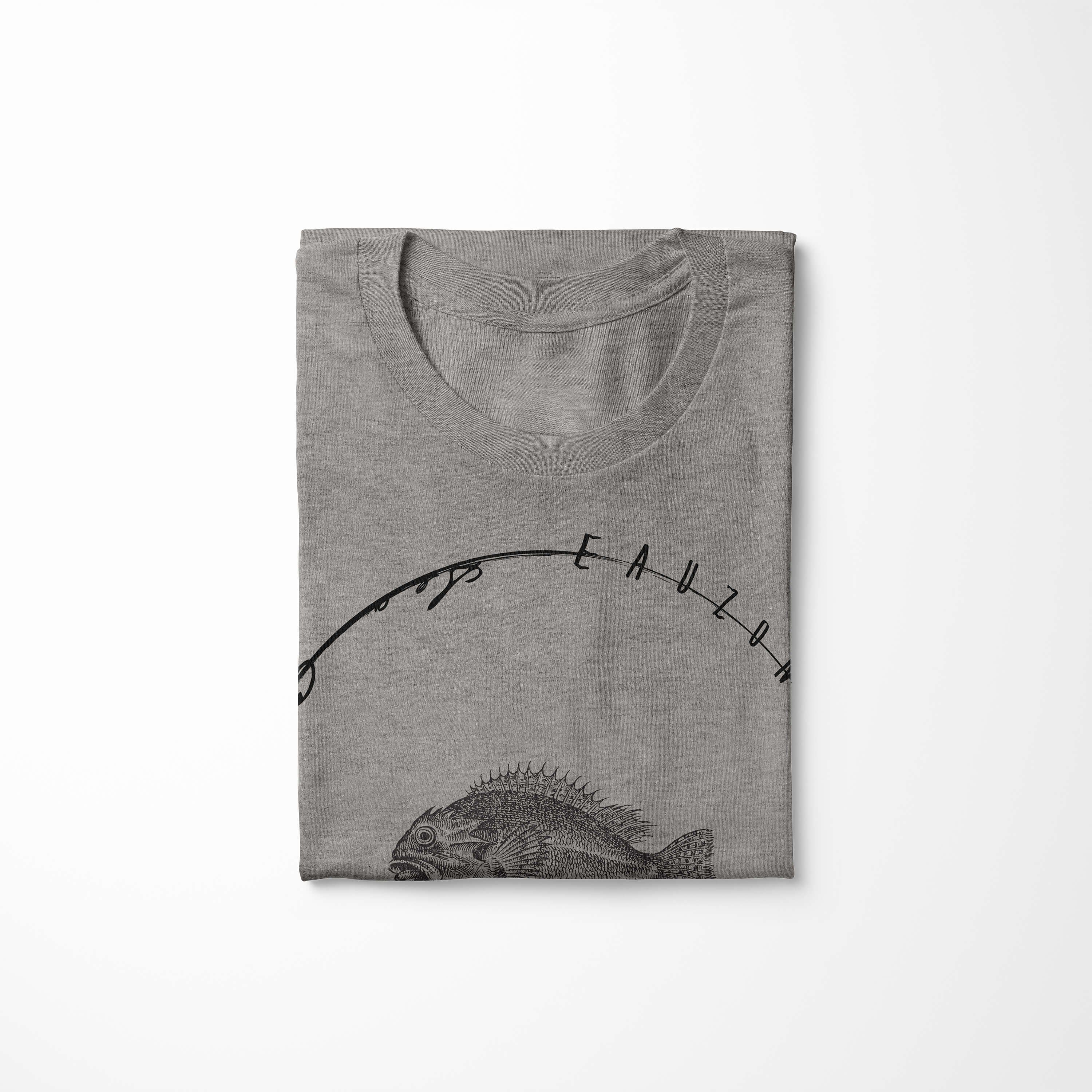 Art Sinus Schnitt Tiefsee feine 027 und T-Shirt sportlicher Sea Fische - Ash Struktur T-Shirt Sea Serie: Creatures, /