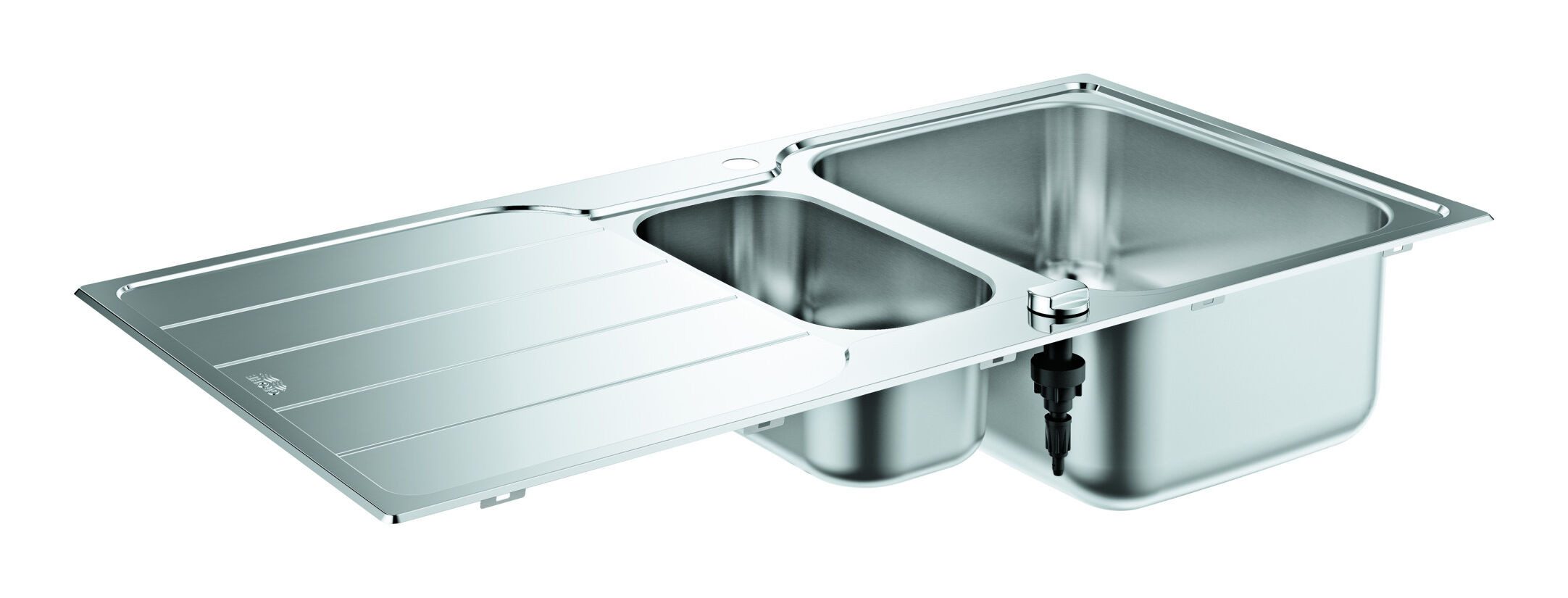 Grohe Küchenspüle K500, 100/50 cm, Edelstahl Einbauspüle m. Abtropfbecken u. Abtropffläche 1000 x 500