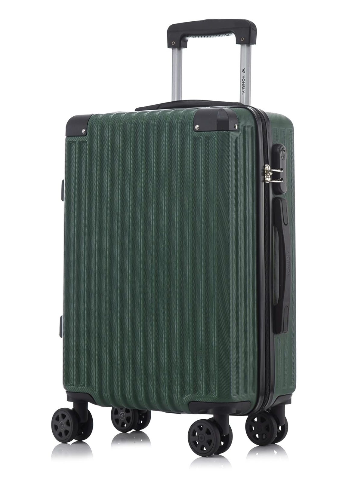 YONSLY Koffer Hartschalen-Reisekoffer Trolley Handgepäck, 4 Rollen, ABS-Hartschale, Zahlenschloss, weicher Gummigriff