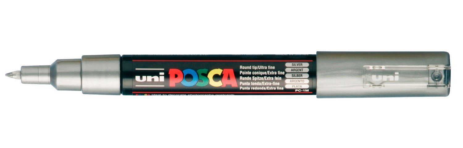 POSCA Marker Marker PC-1MC, Lichtecht, Wasserbasis, Geruchsneutral, Wasserverdünnbar Silber