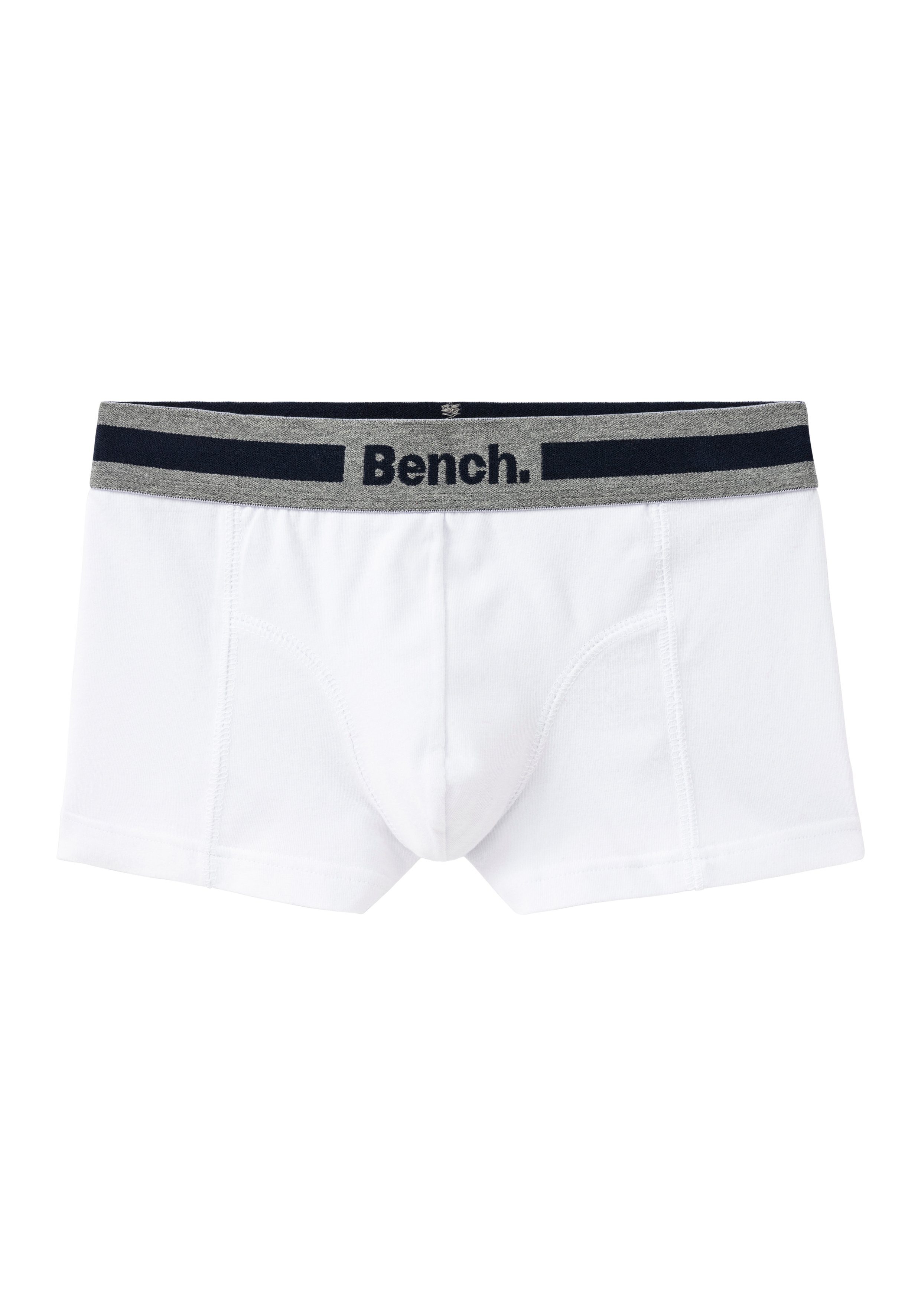 Bench. Boxer navy, vorn grau-meliert, mit (Packung, weiß Overlock-Nähten rot, 4-St)