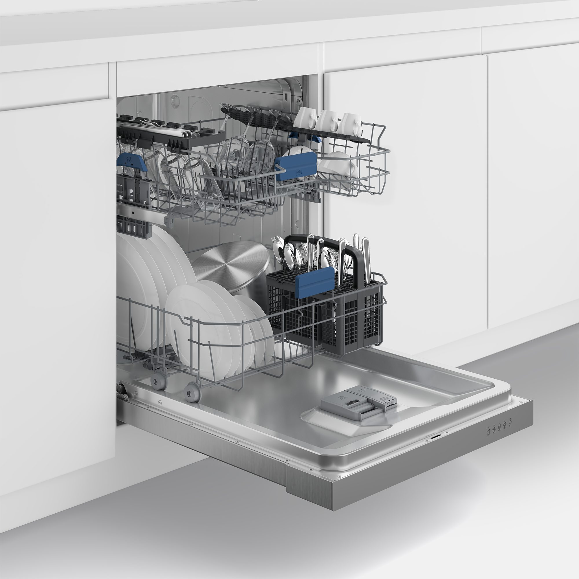 BEKO teilintegrierbarer Geschirrspüler BDSN15430X 7697801677, 14 Maßgedecke, SelfDry - automatische Türöffnung