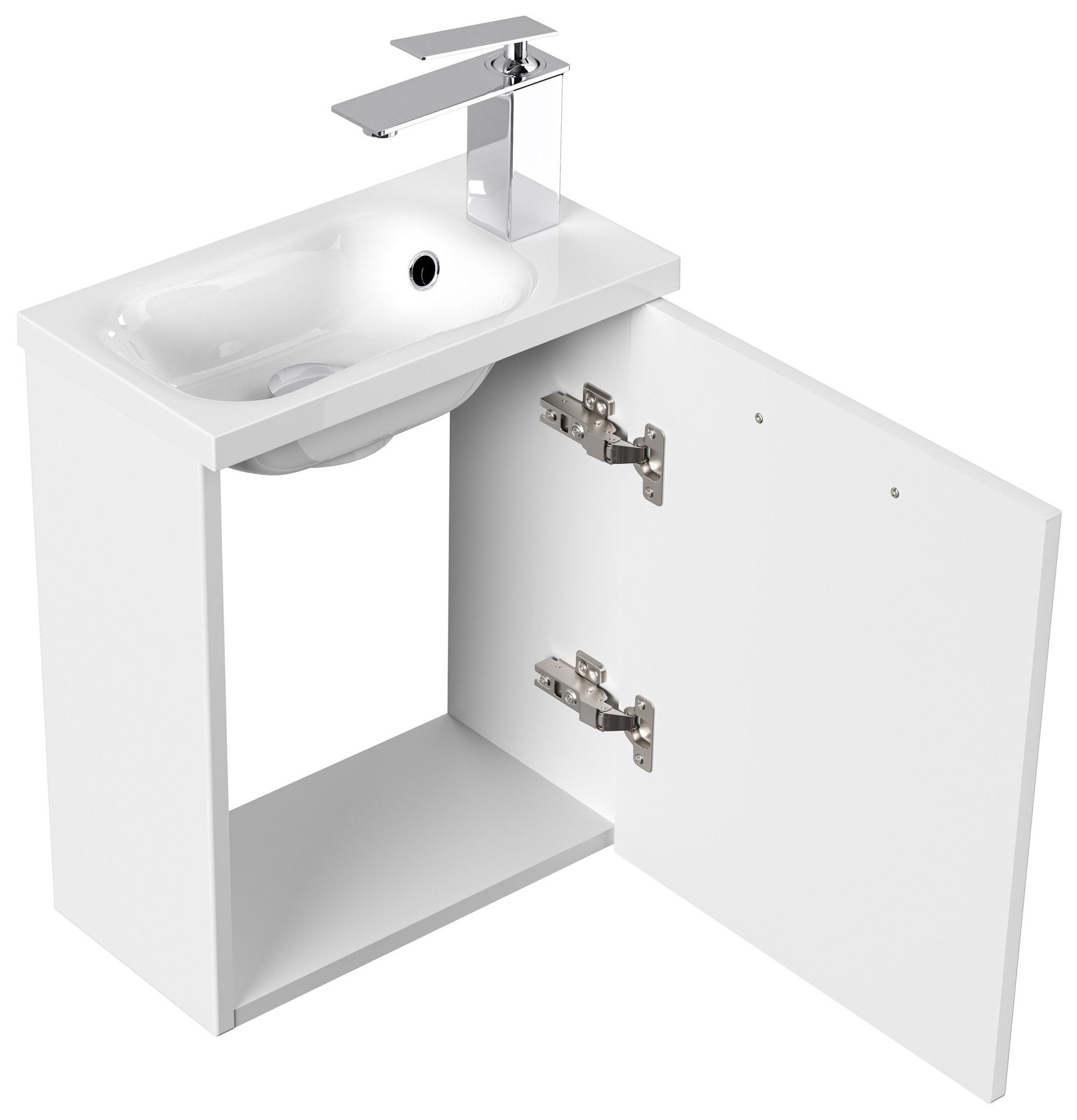 Thumbnail - Magnolia Home Waschtisch Gäste WC Badmöbel Pico Slimline 40cm SoftClose weiß hochglanz