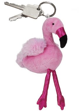 BRUBAKER Schlüsselanhänger Flamingo 20 cm mit Aufhänger, Taschenanhänger Kuscheltier mit Glitzer, Plüsch Stofftier