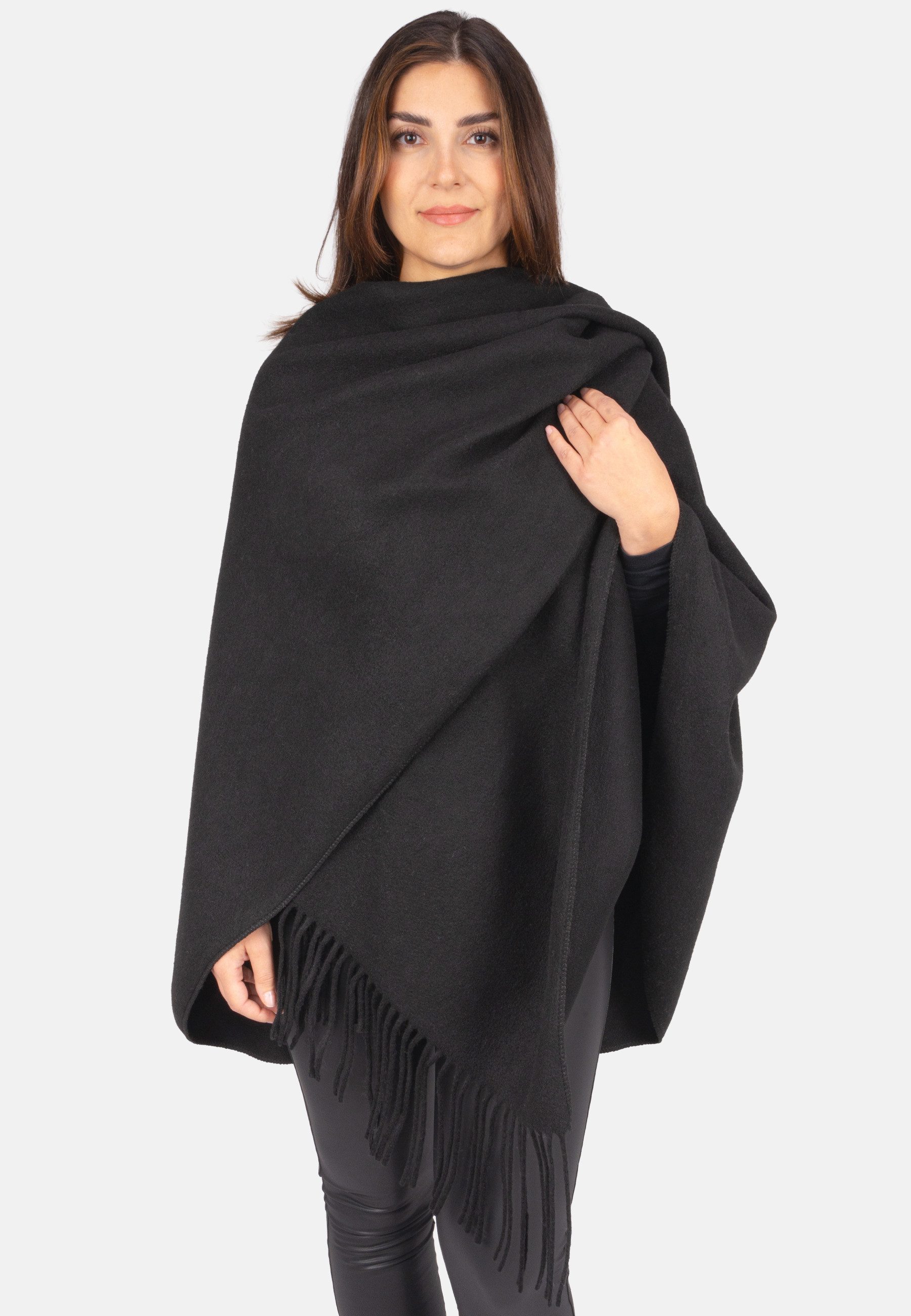 Seasons of April Cape ANDREA CAPE Hochwertiges Cape mit Bindeschlaufe und Fransen für Damen