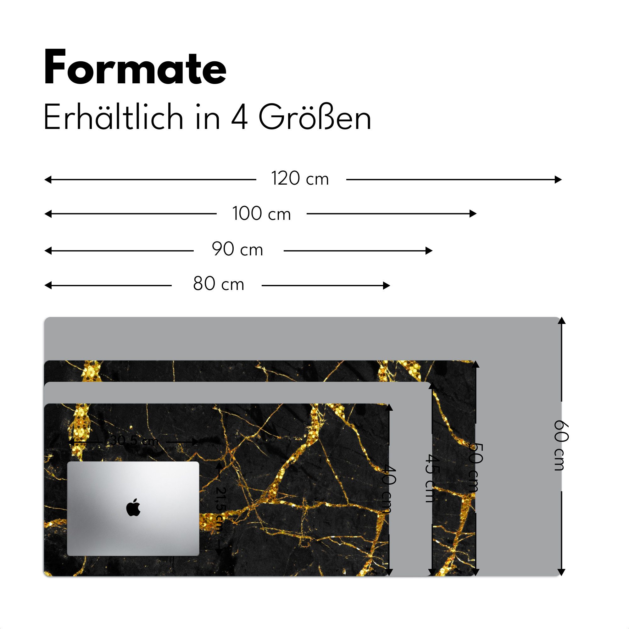 MuchoWow Gaming Mauspad Marmor - Gold - Schwarz - Marmoroptik - Luxus - Glitzer (1-St), Gaming Mauspad XXL, Schreibtischunterlage, Desk Mat Groß, 80x40 cm