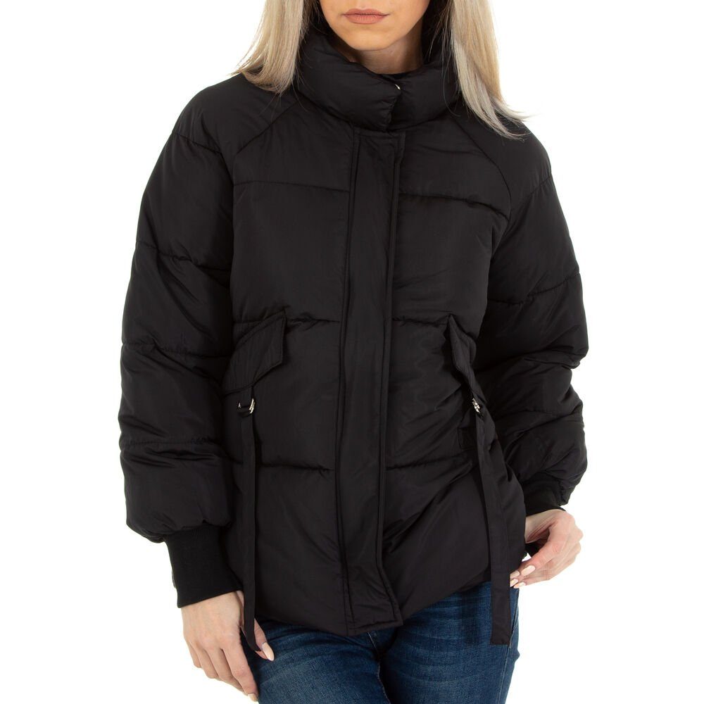 Ital-Design Winterjacke Damen Freizeit Gefüttert Winterjacke in Schwarz