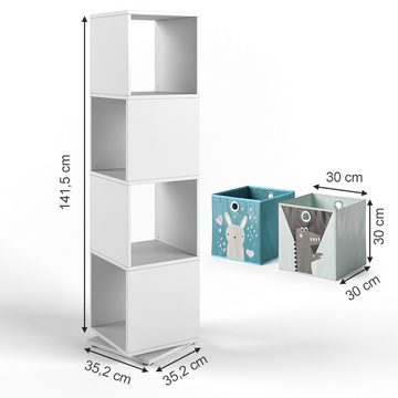 Vicco Drehregal Ordnerregal Standregal Weiß mit Faltboxen