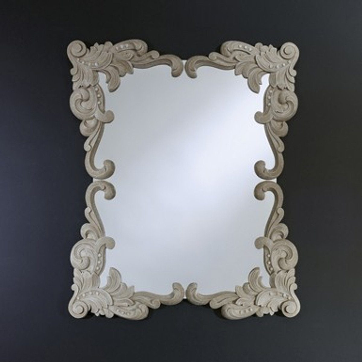 Casa Padrino Barockspiegel Barock Wandspiegel Antik Stil Creme 92 x 110 cm - Barocker Spiegel Antikweiß