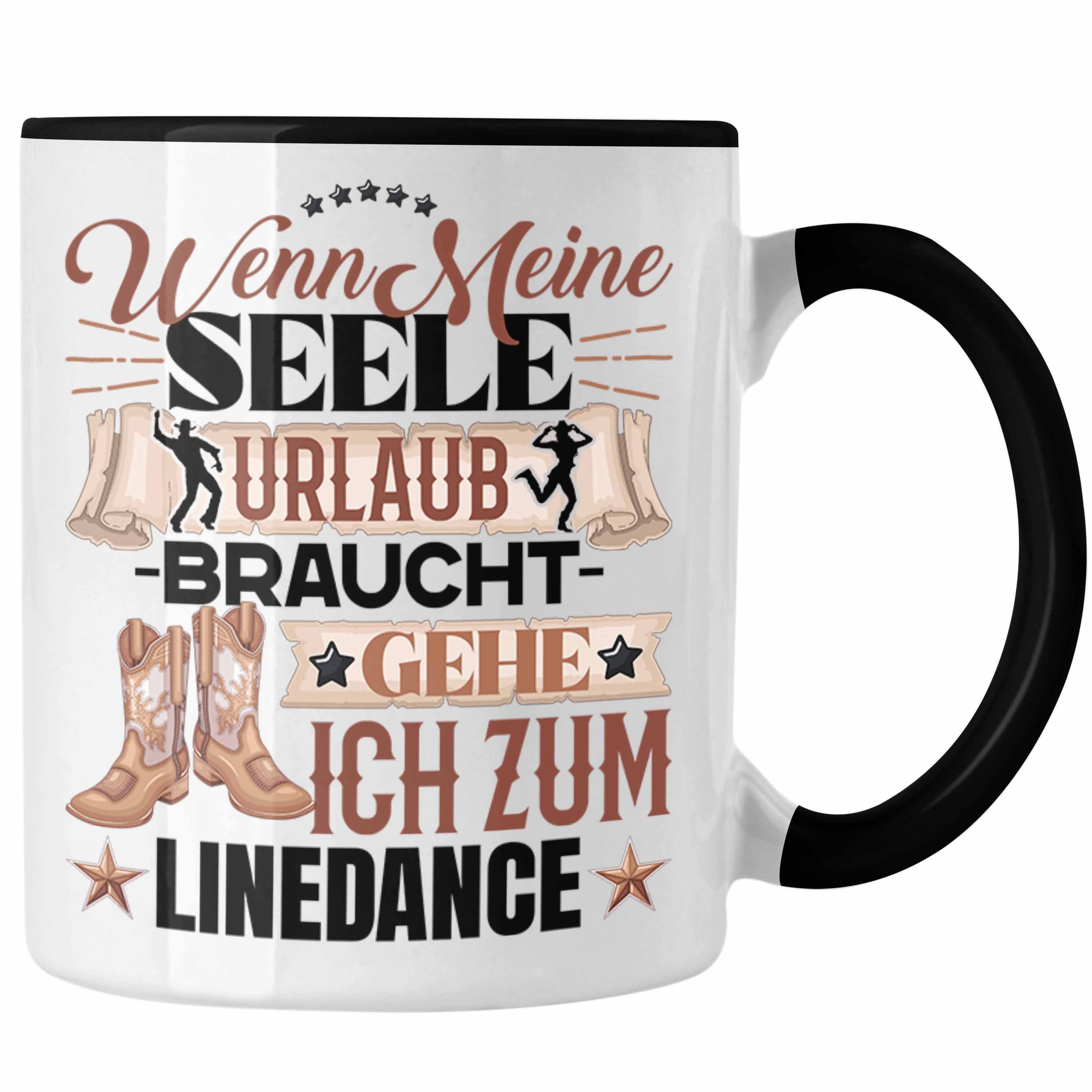 Trendation Tasse Linedance Tasse Geschenk Oma Rentnerin Wenn Meine Seele Urlaub Braucht Schwarz