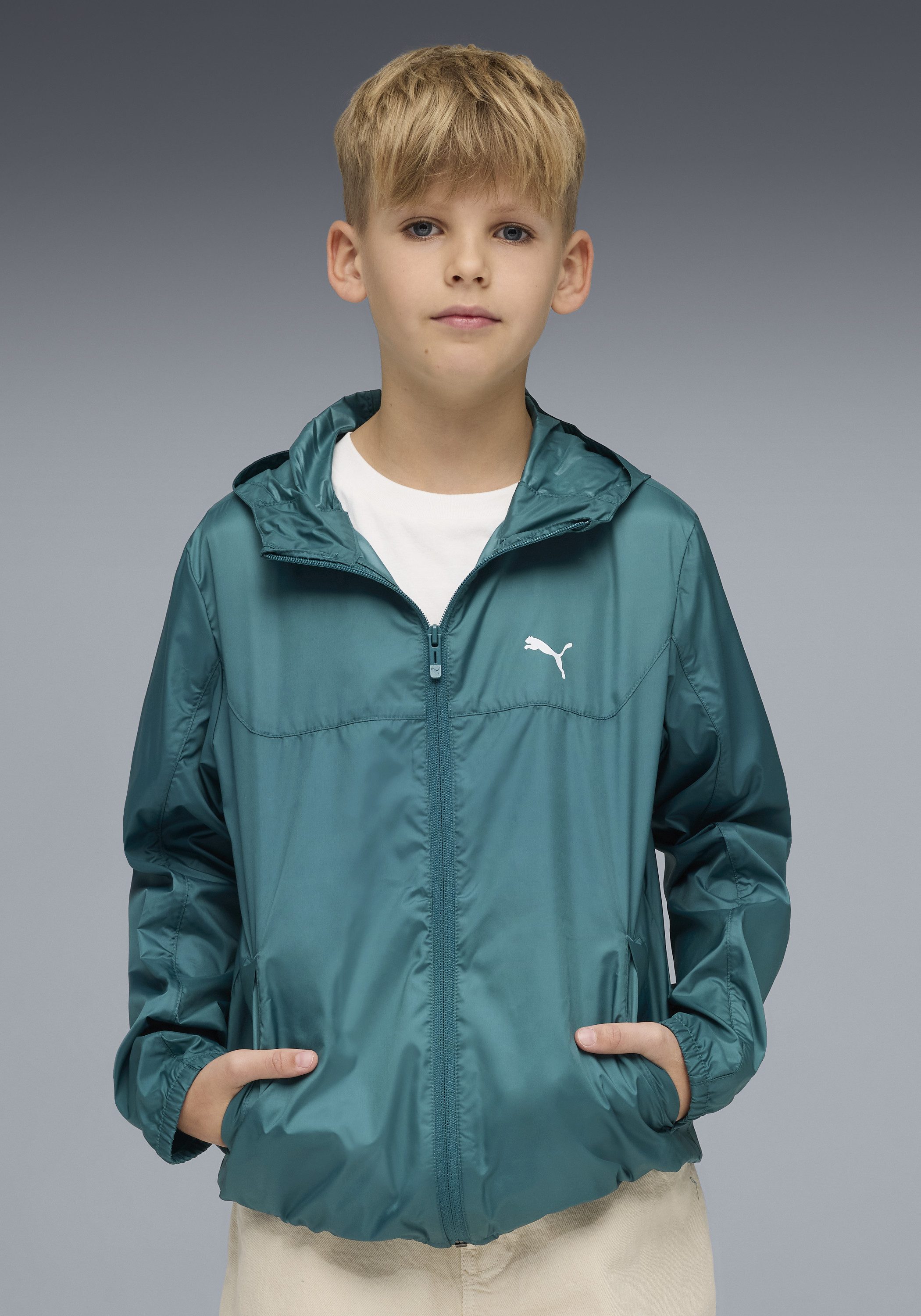 PUMA Windbreaker ESS UV WINDBREAKER für Jugendliche, mit Kapuze, mit Eingrifftasche