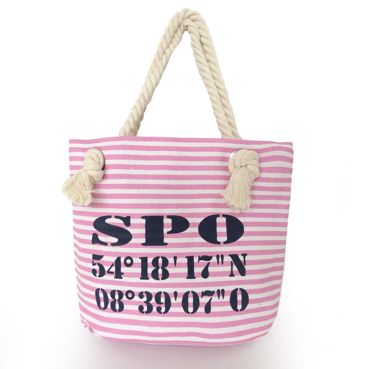 Sonia Originelli Umhängetasche XS Shopper "St. Peter Ording" Shopper Tasche Koordinaten, kleine Innentasche mit Reißverschluss rosa-marine
