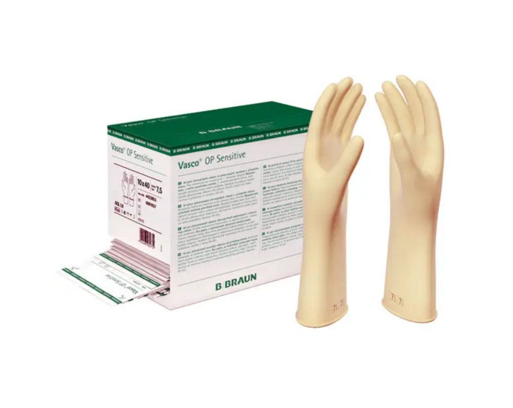 DocMed Latexhandschuhe Vasco OP-Sensitive Handschuhe - B.Braun (Einweghandschuhe-Set, 40-St., medizinische puderfrei Handschuhe) Innenbeschichtet, Hypoallergen, Leicht anzuziehen