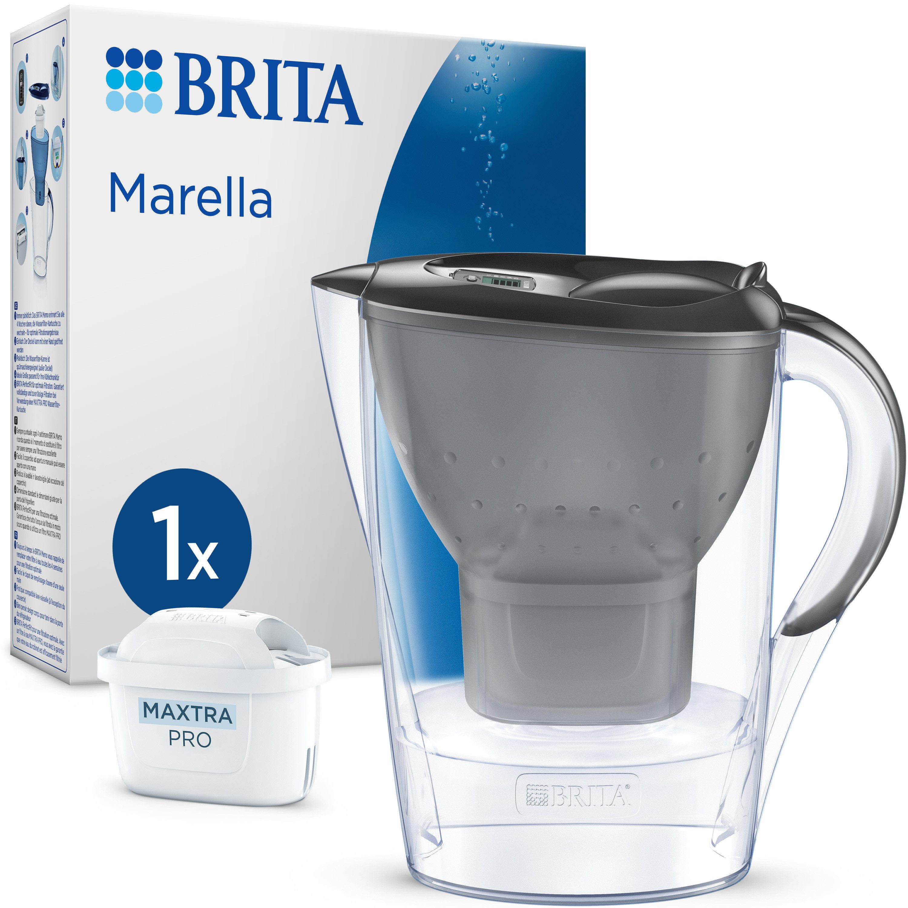 Wasserfilter Kanne Marella graphit (2,4l) inkl. 1x MAXTRA PRO Pure Performance