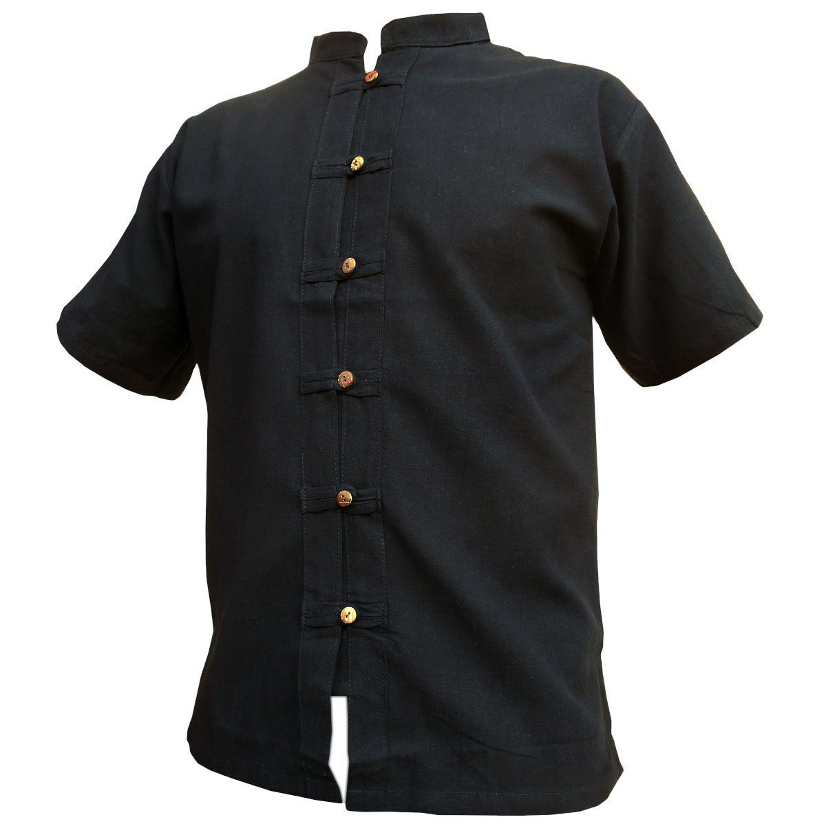 PANASIAM Langarmhemd Fischerhemd aus hochwertiger Baumwolle mit Holzknopfle günstig online kaufen