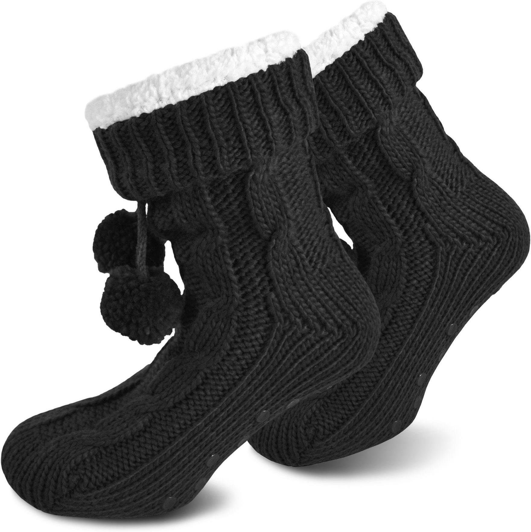 normani Kuschelsocken Strick-Hausschuhe mit Bommeln und ABS (1 Paar) dickes günstig online kaufen