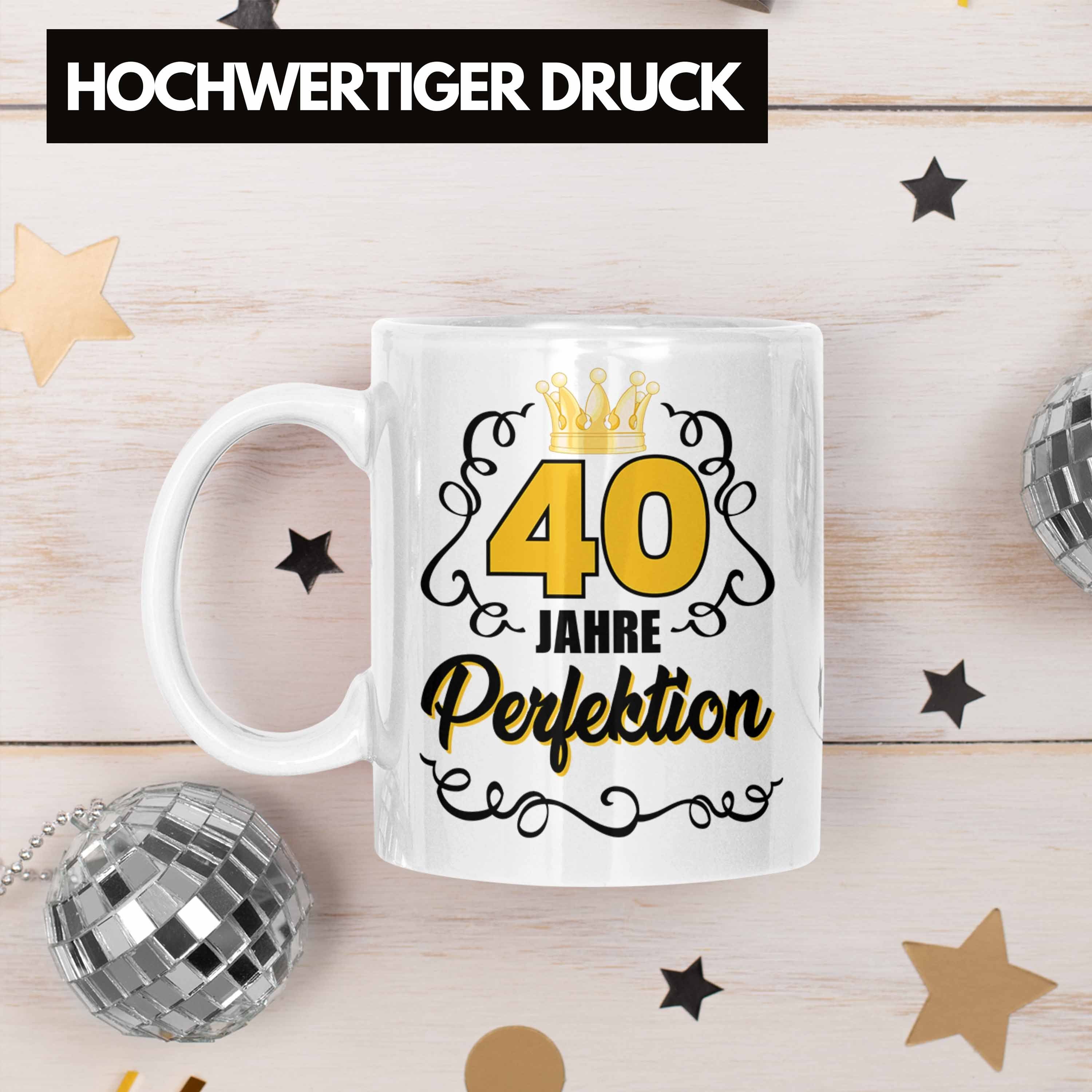 Trendation Tasse 40. Trendation Geschenkidee Perfektion Spruch Frauen Geburtstag Weiss Geschenk Tasse Geburtstag - 40er