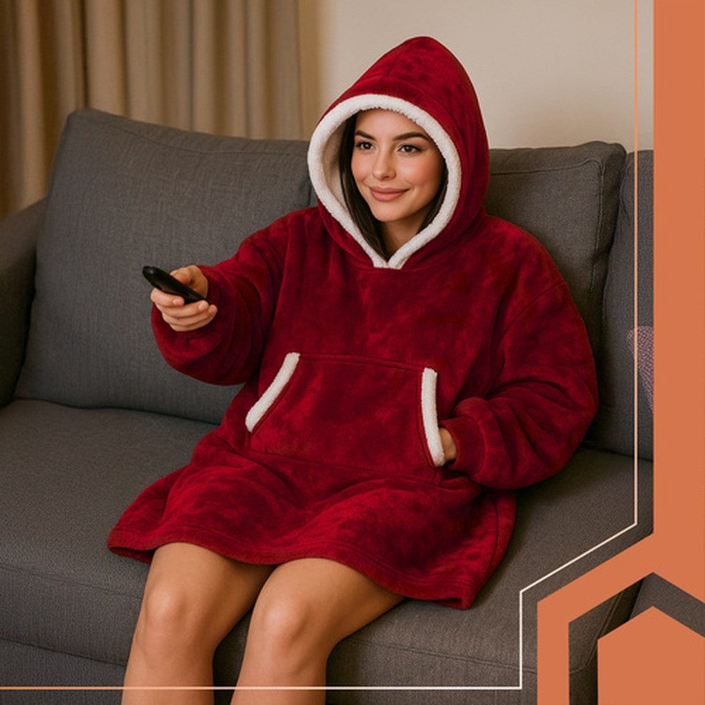 Ruhhy Longpullover Decken-Sweatshirt XXL-Hoodie (Spar-Set, oversize) Innenfutter aus Fell-/Lammfell-Imitat sorgt für wohlige Wärme