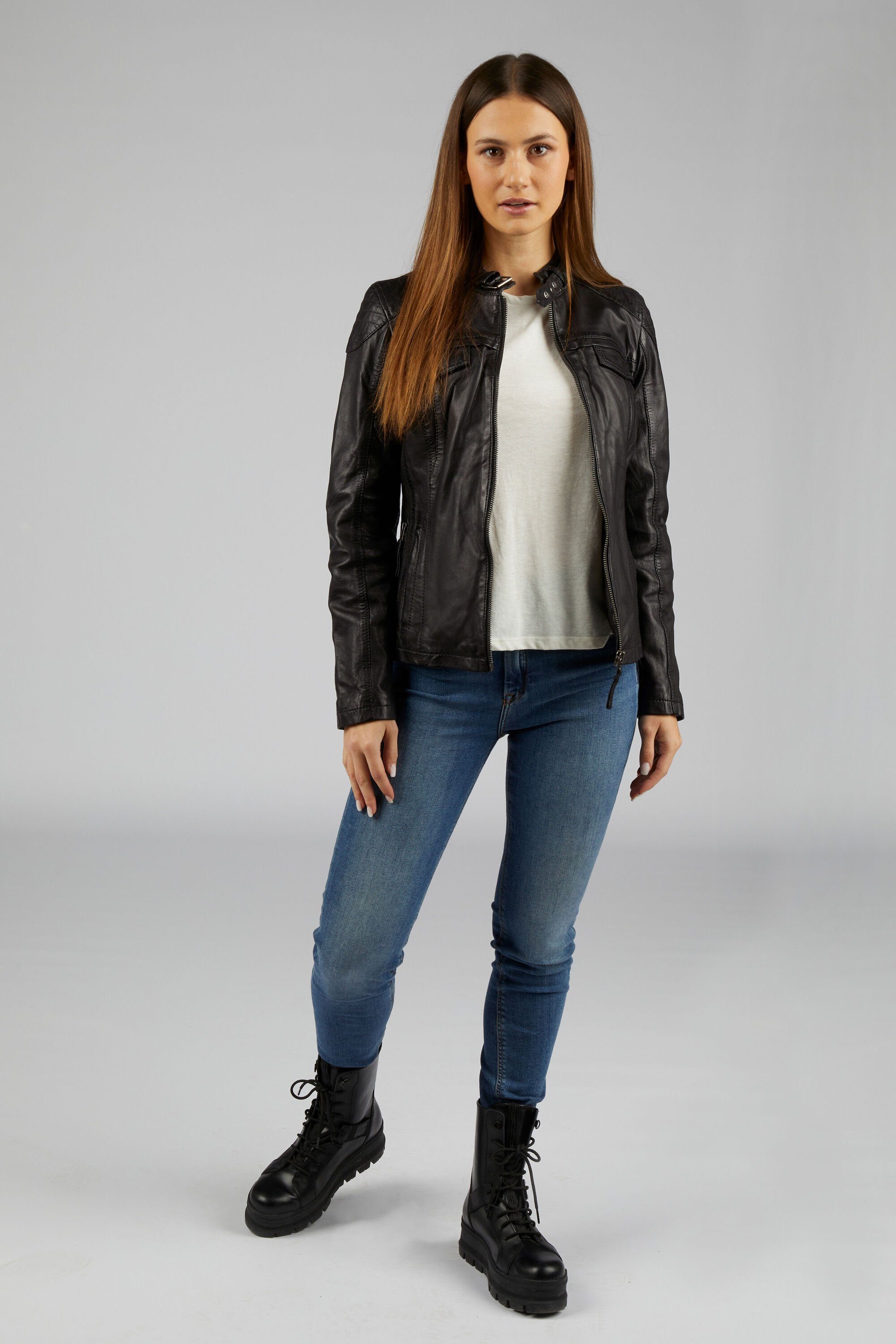 7eleven Lederjacke SEMILA (1-St) mit Zierschnalle