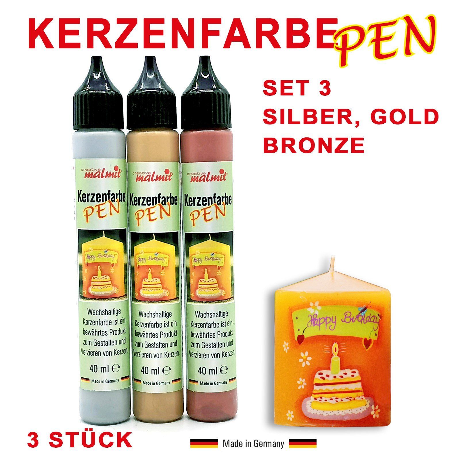 creative malmit® Kerzenmalfarbe Kerzenfarbe 3er Set günstig online kaufen