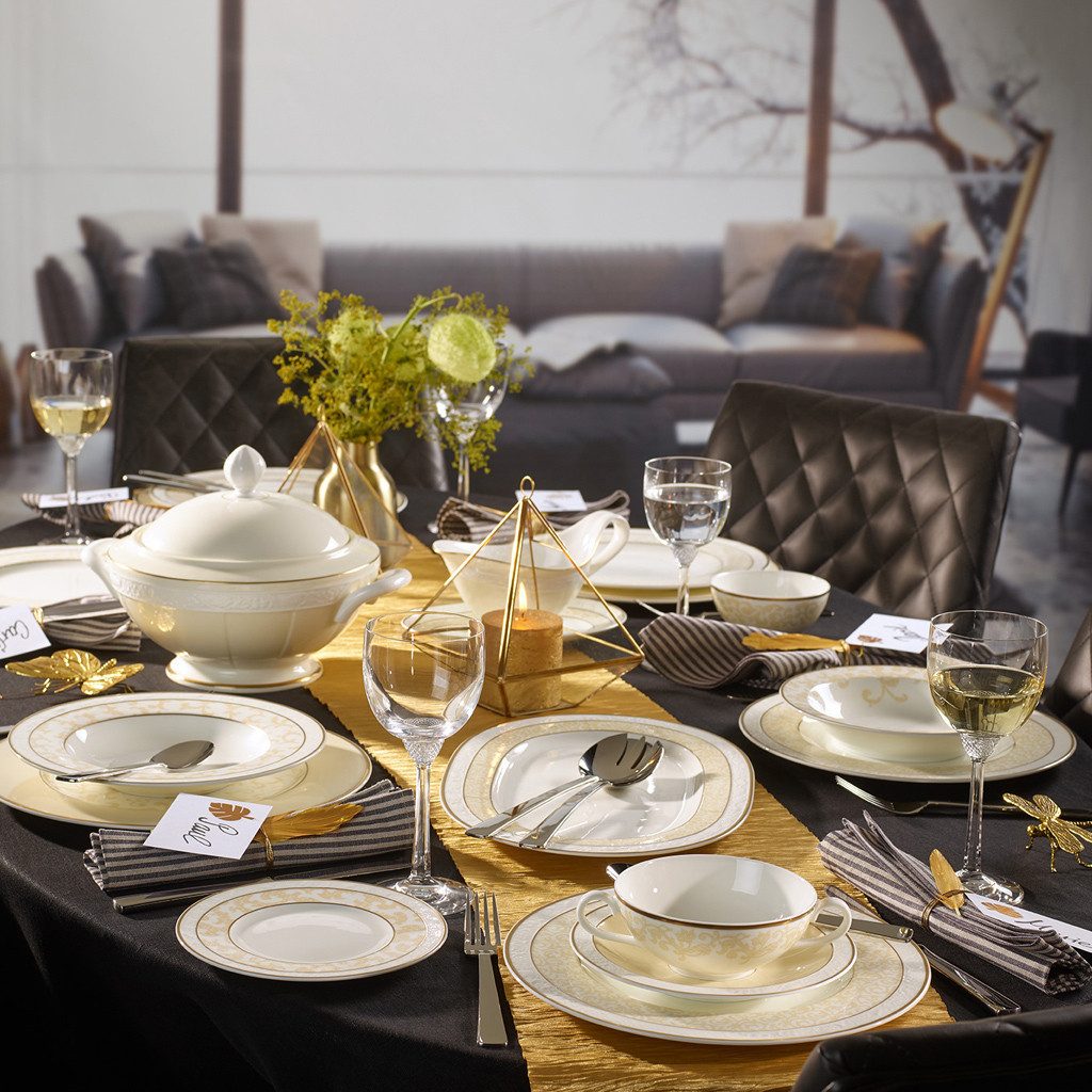 Villeroy & Boch Signature Speiseteller Ivoire Speiseteller, (1 St), Premium Bone Porcelain, spülmaschinenfest, Made in Germany