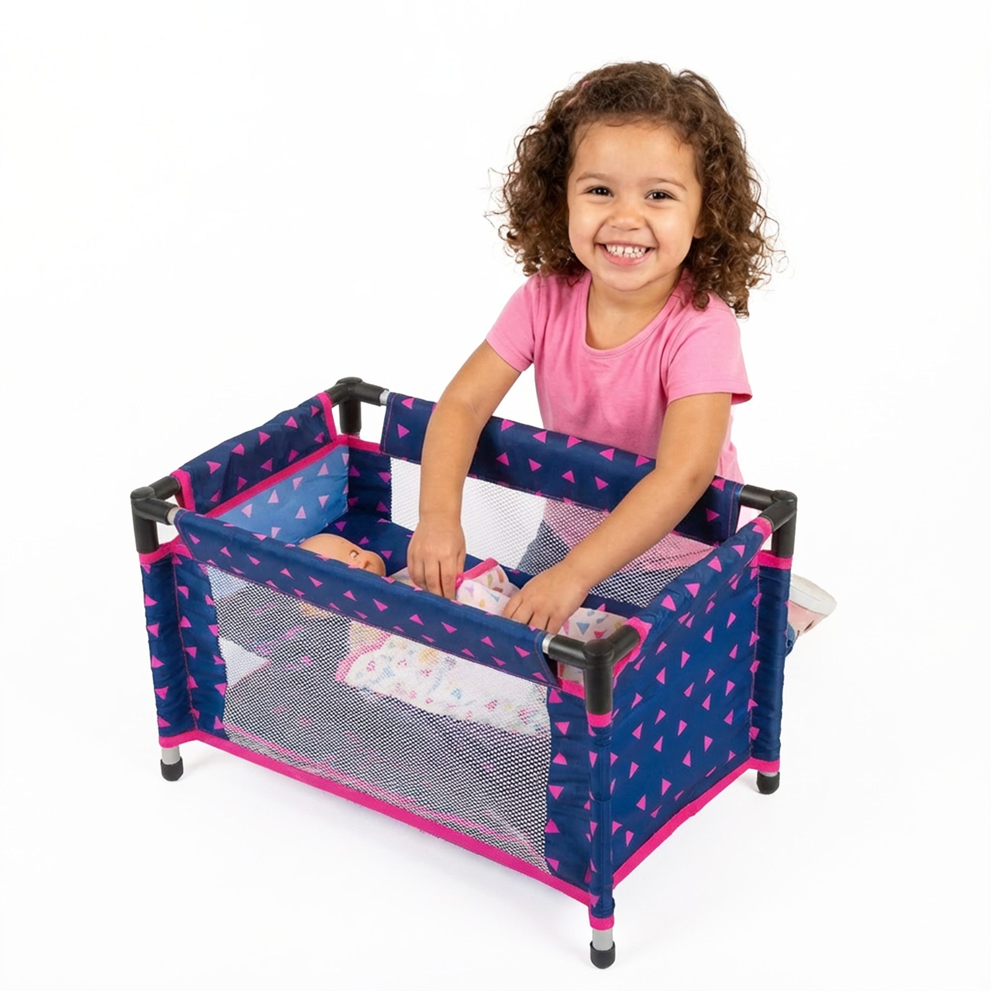 kinderplay Puppenbett Puppenreisebett mit Tasche – faltbar – für Puppen bis 46 cm