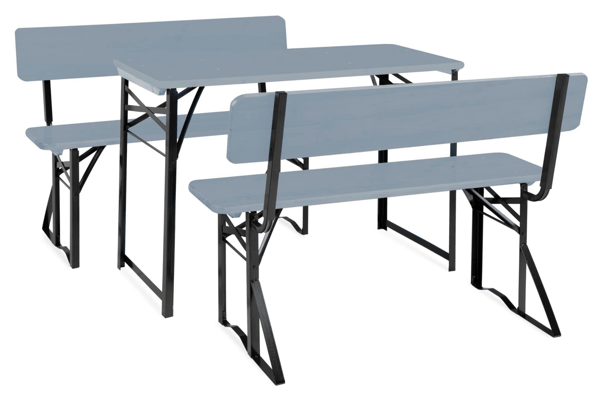 Stagecaptain Bierzeltgarnitur Hirschgarten BB-119 Sitzgarnitur mit Lehne 119 cm Länge, (3-tlg., 2 x Bank, 1 x Tisch), Mit aufsteckbarer Rückenlehne