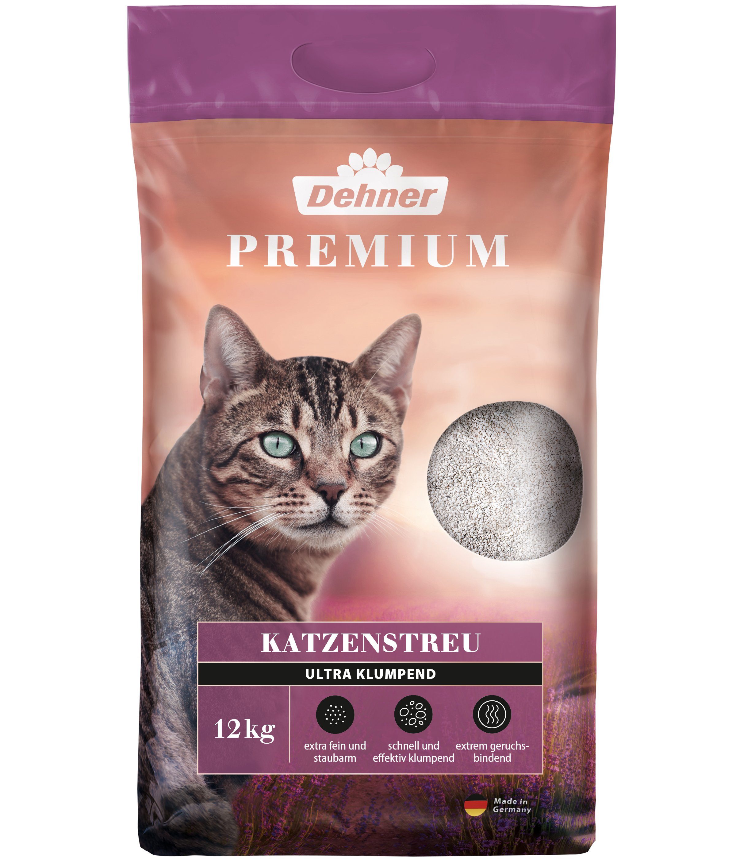 Dehner Katzenstreu Ultra, klumpend, 100% Betonit, extra feine und staubarme Klumpstreu, extrem geruchsbindend