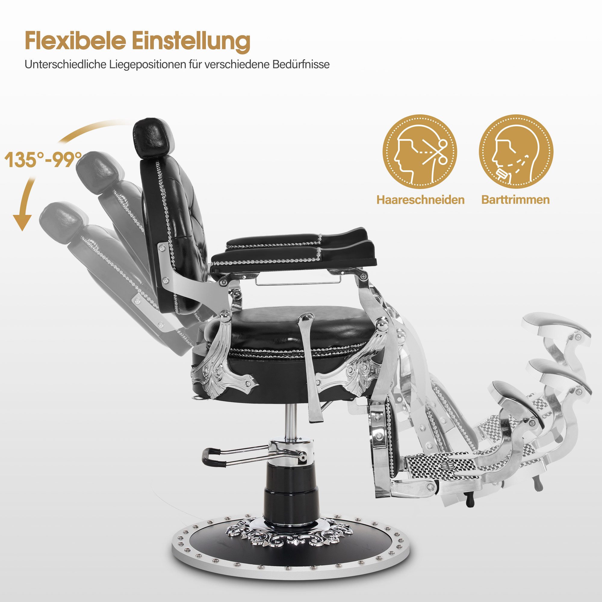 Barberpub Stuhl Barberpub Friseurstuhl Barberstuhl Kippbar Retro, 8688, Drehbar & Höhenverstellbar