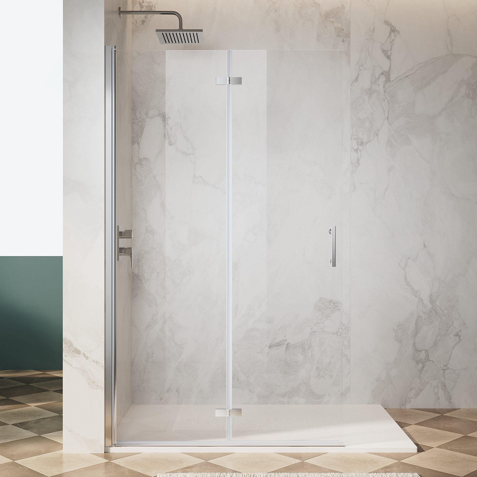 SONNI Walk-in-Dusche Walk-in-Dusche Duschwand Duschabtrennung Glaswand 80-120 x 195cm, (Set)